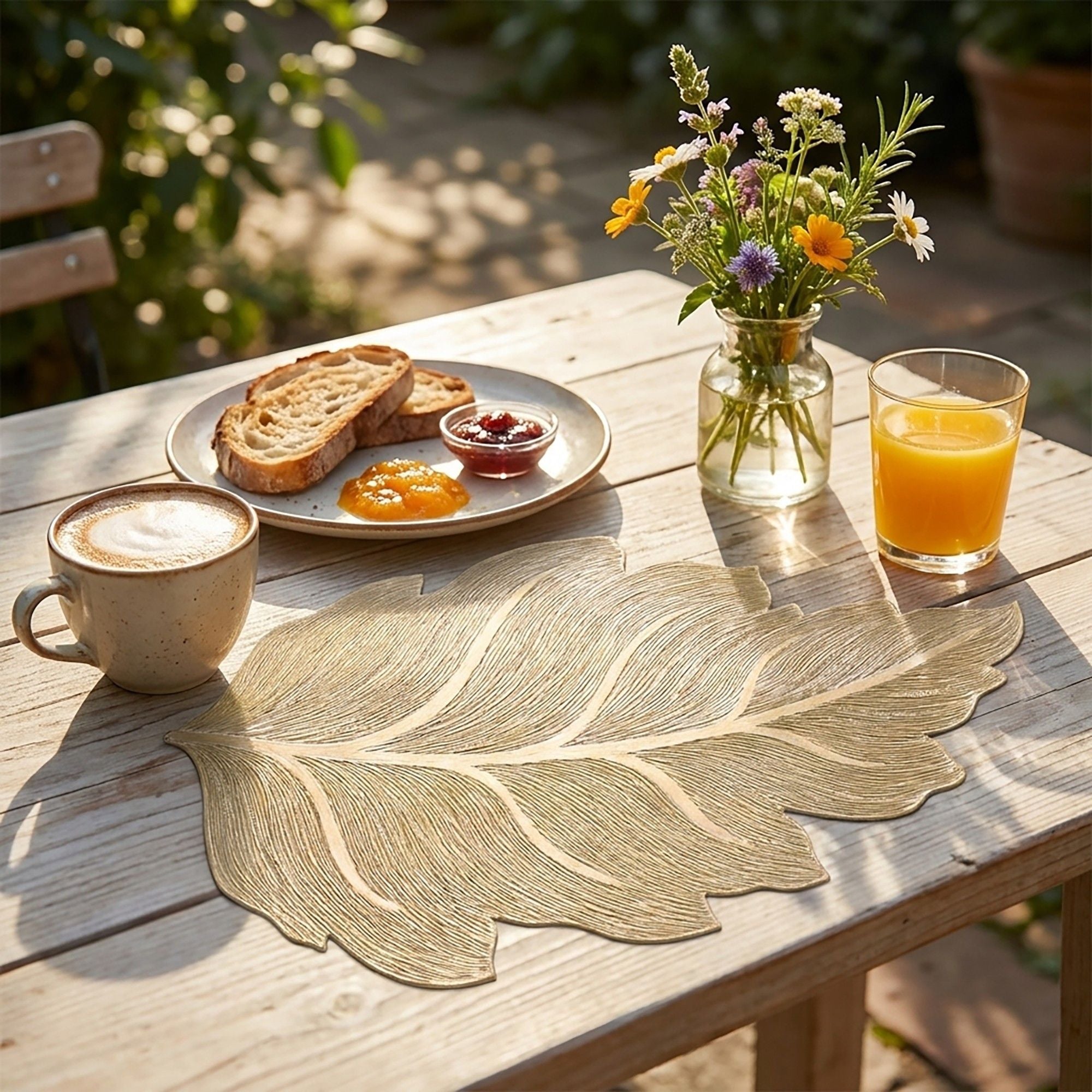 4 Pack Leaf Shaped PVC Placemats Washable Heat Resistant Table Mats