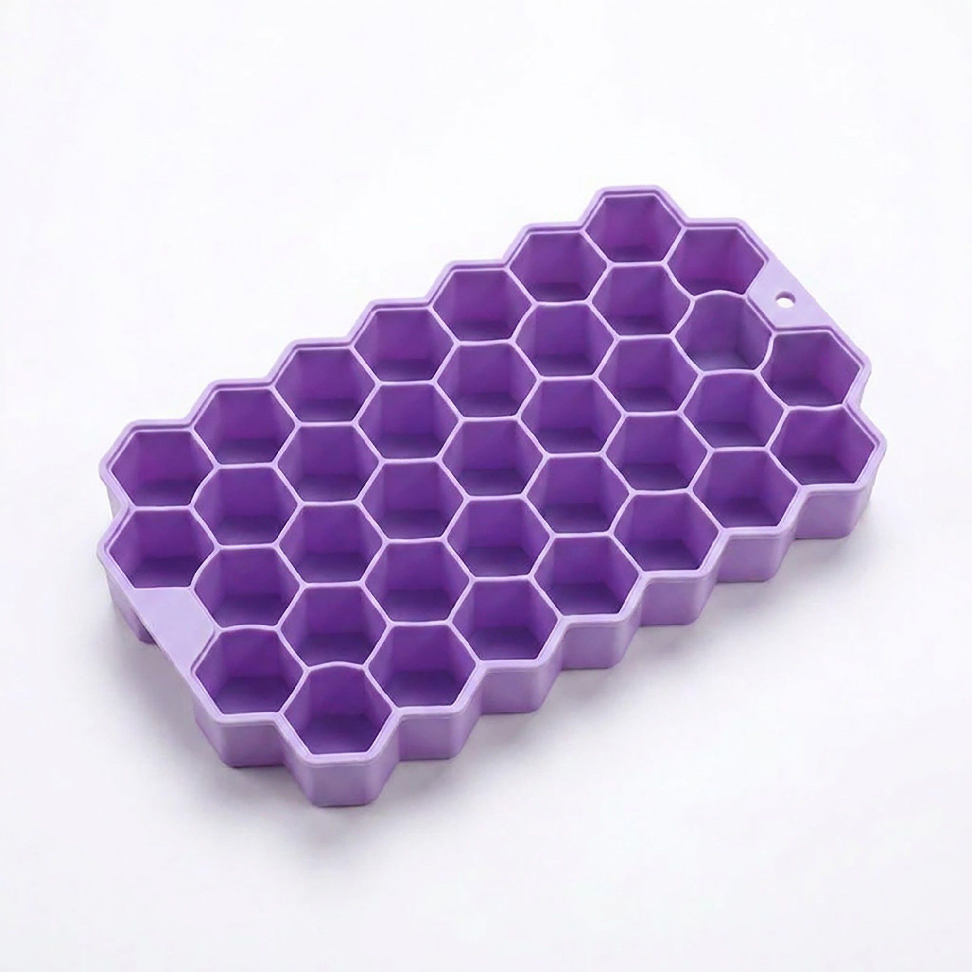2-Piece Honeycomb Ice Cube Tray - 37-Grid Flexible Mold with Spill-Resistant Lid
