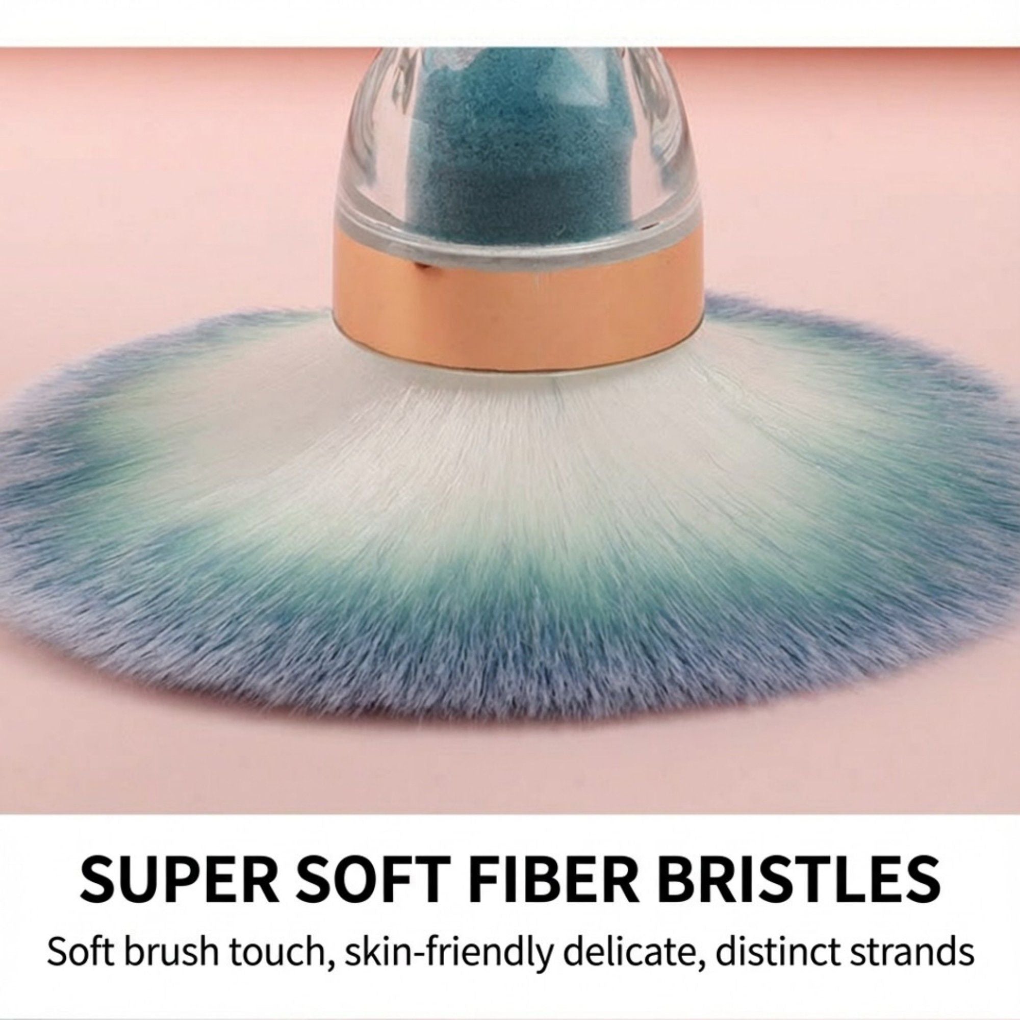 Hourglass Handle Face Powder Brush with Soft Synthetic Bristles and Decorative Clear Base