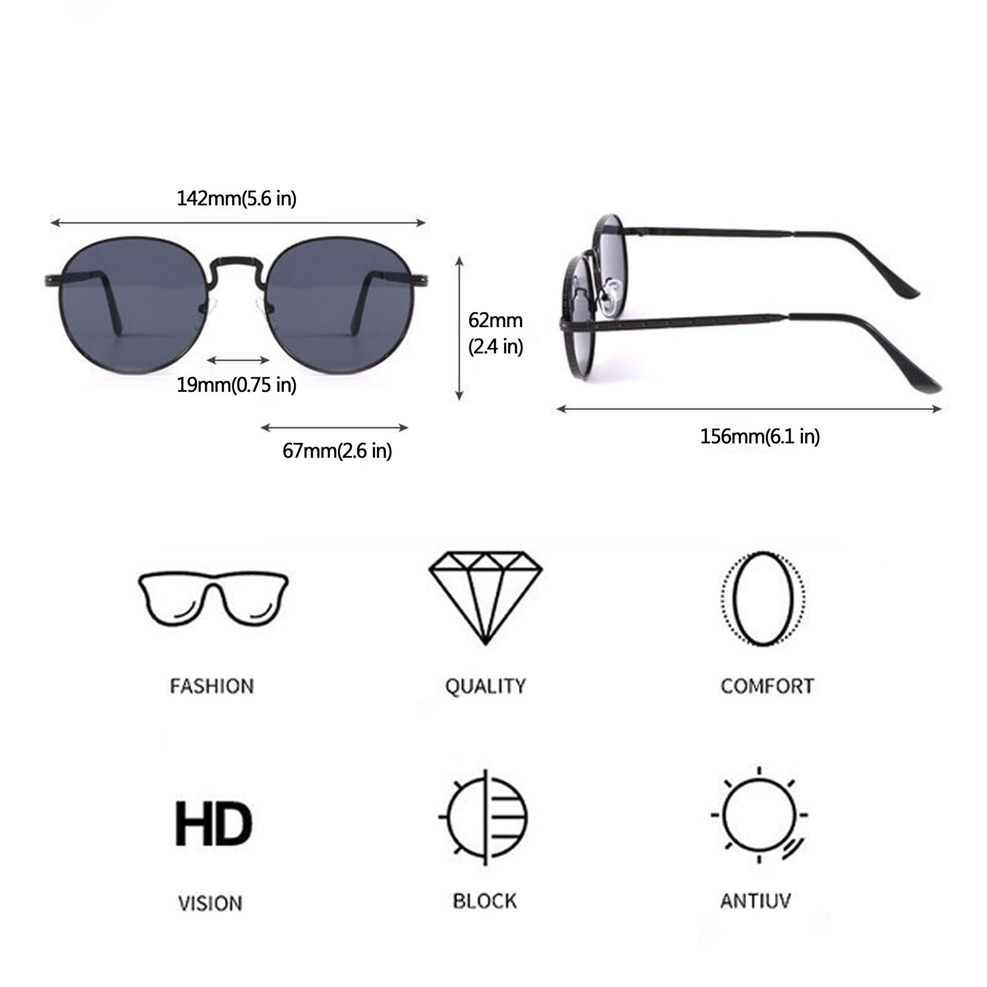 Anna-Kaci Women's Retro Metal Round Sunglasses