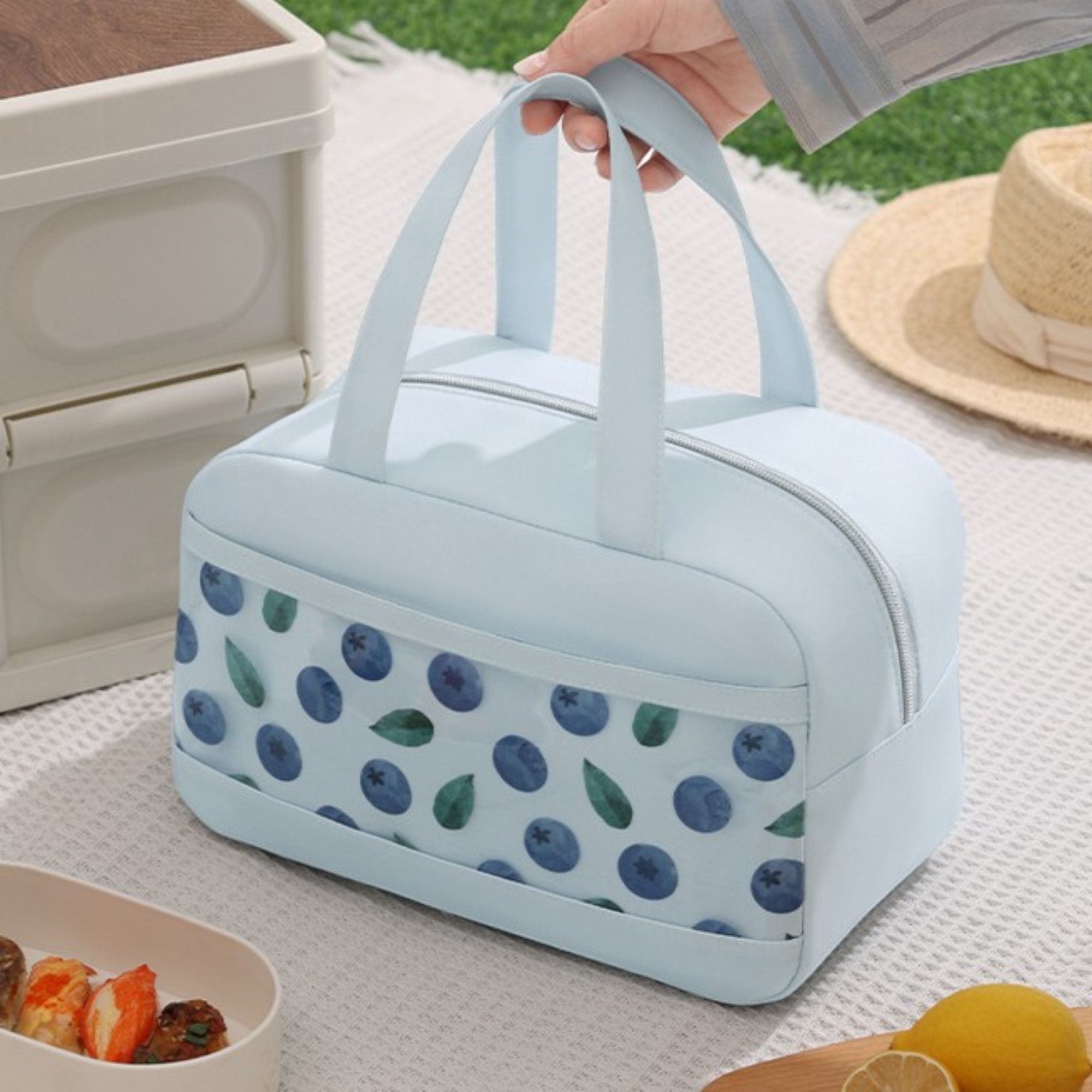 Fruit Print Insulated Lunch Bag Large Capacity Waterproof Lunch Tote for Work School