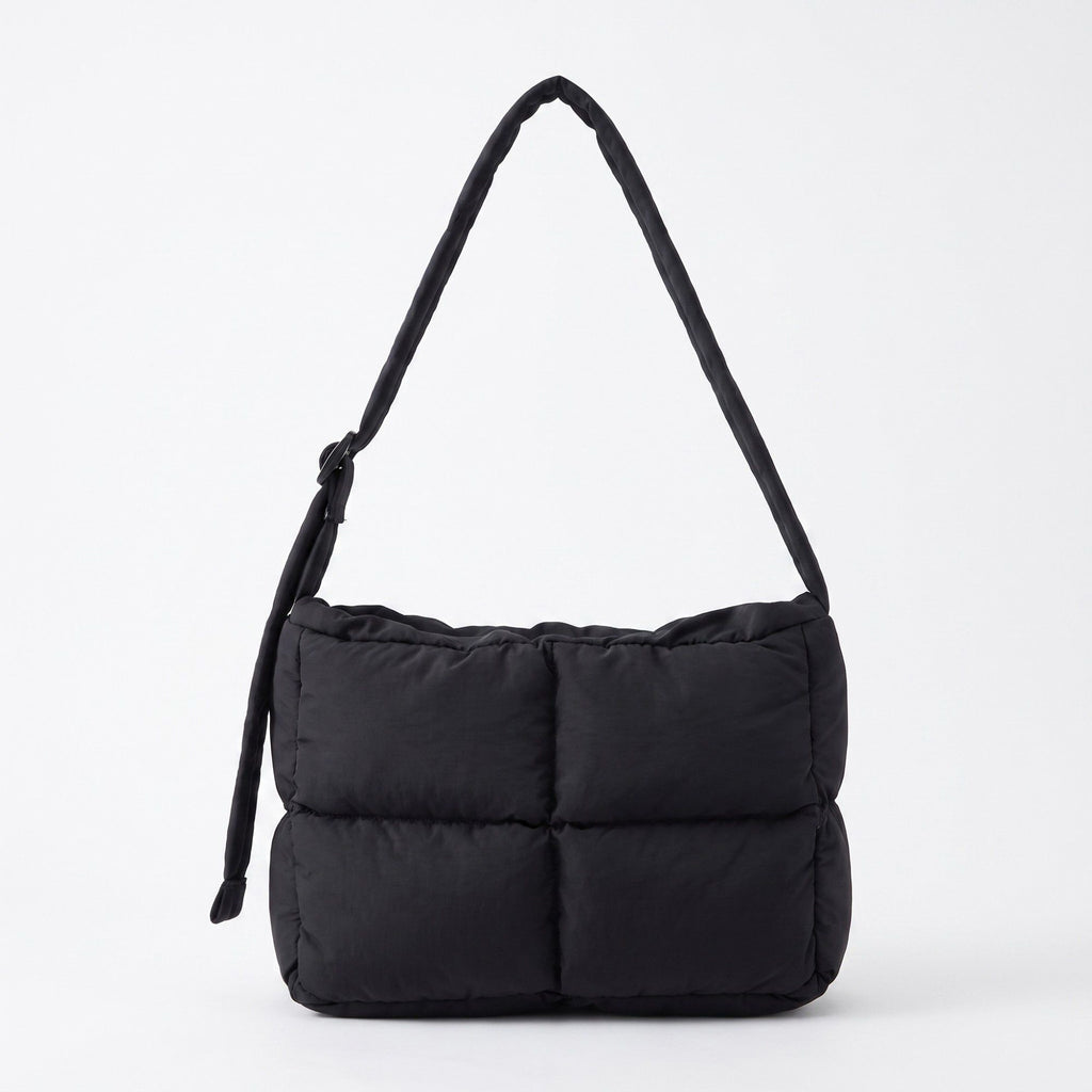 Grid Quilt Padded Rectangular Crossbody Bag with Adjustable Slim Shoulder Strap 9.8x7.9x3.5