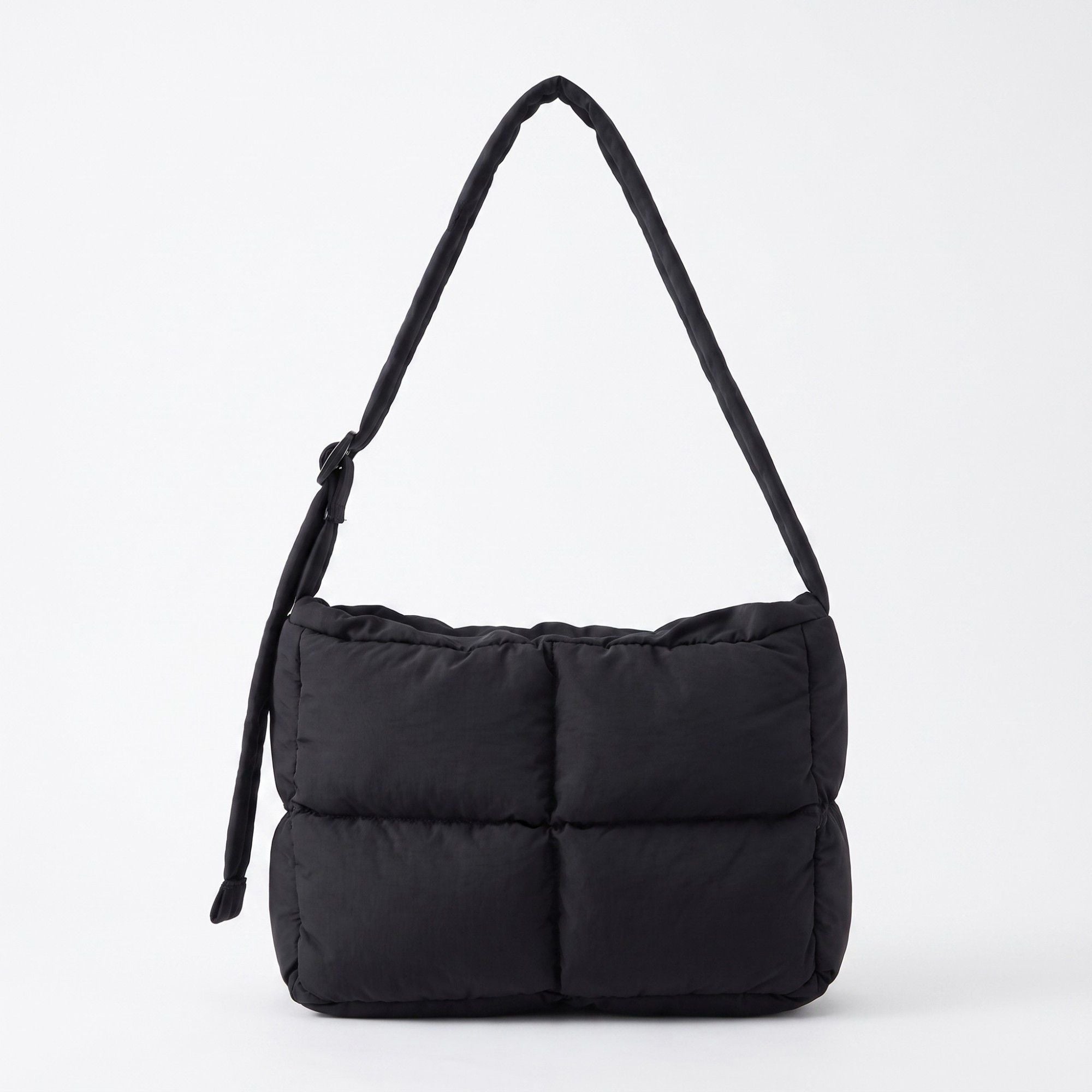 Grid Quilt Padded Rectangular Crossbody Bag with Adjustable Slim Shoulder Strap 9.8x7.9x3.5