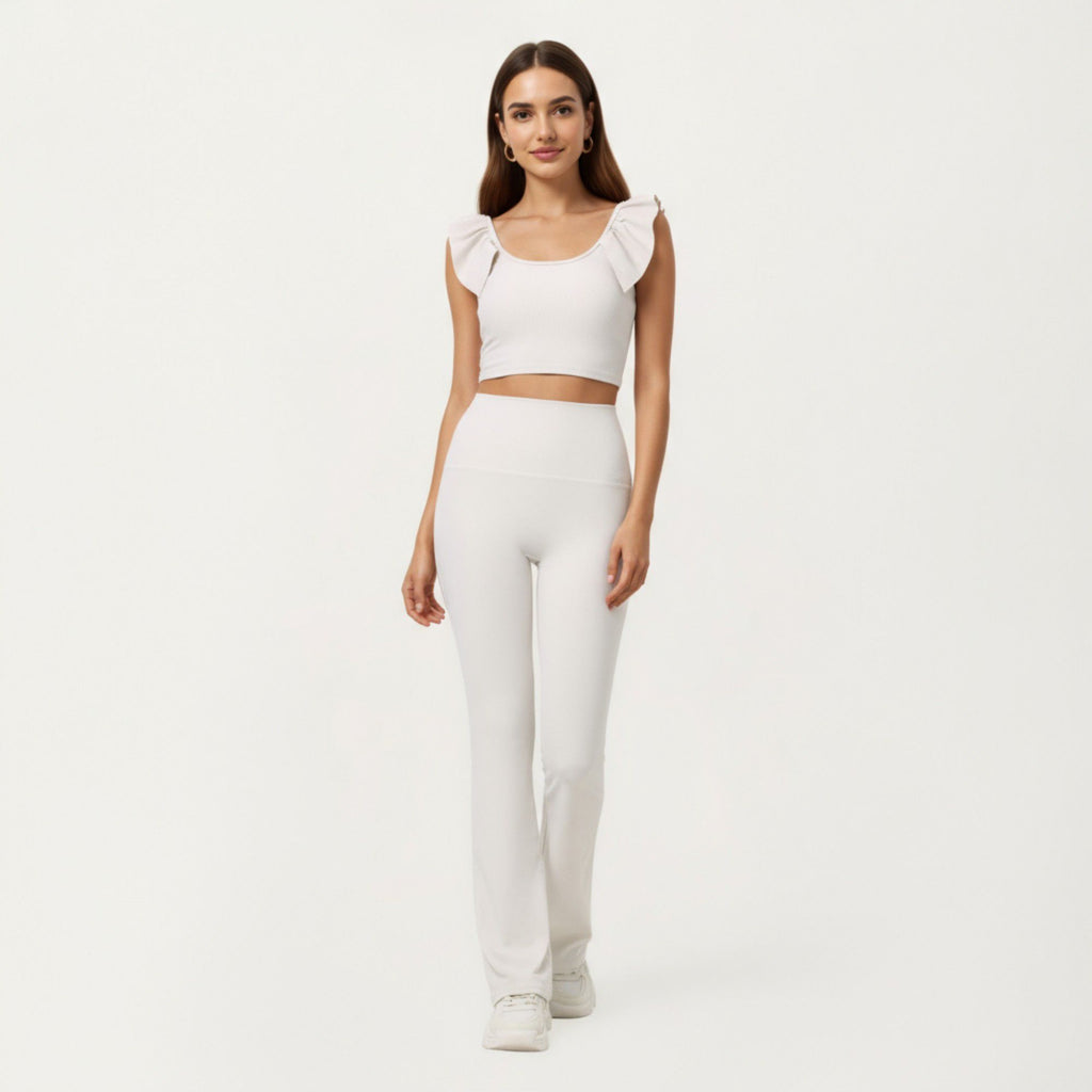 Anna-Kaci Active Women's High Waist Flare Sweatpants with Slim Fit Stretch Fabric