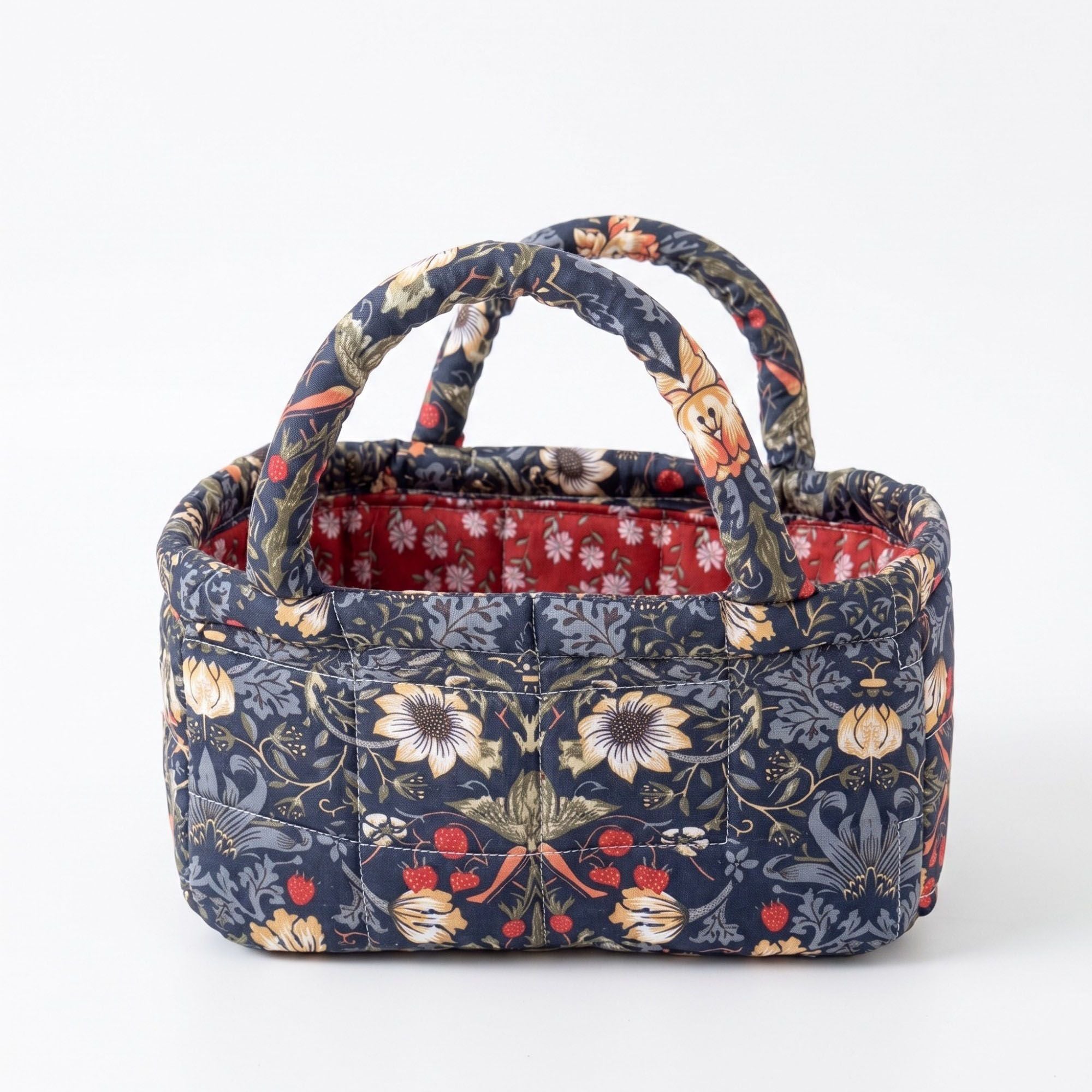 Bolso Organizador Acolchado con Estampado Floral, Múltiples Bolsillos y Asas de Transporte