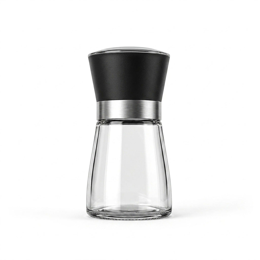 2-Piece Glass Salt and Pepper Grinder Set with Stainless Steel Accent