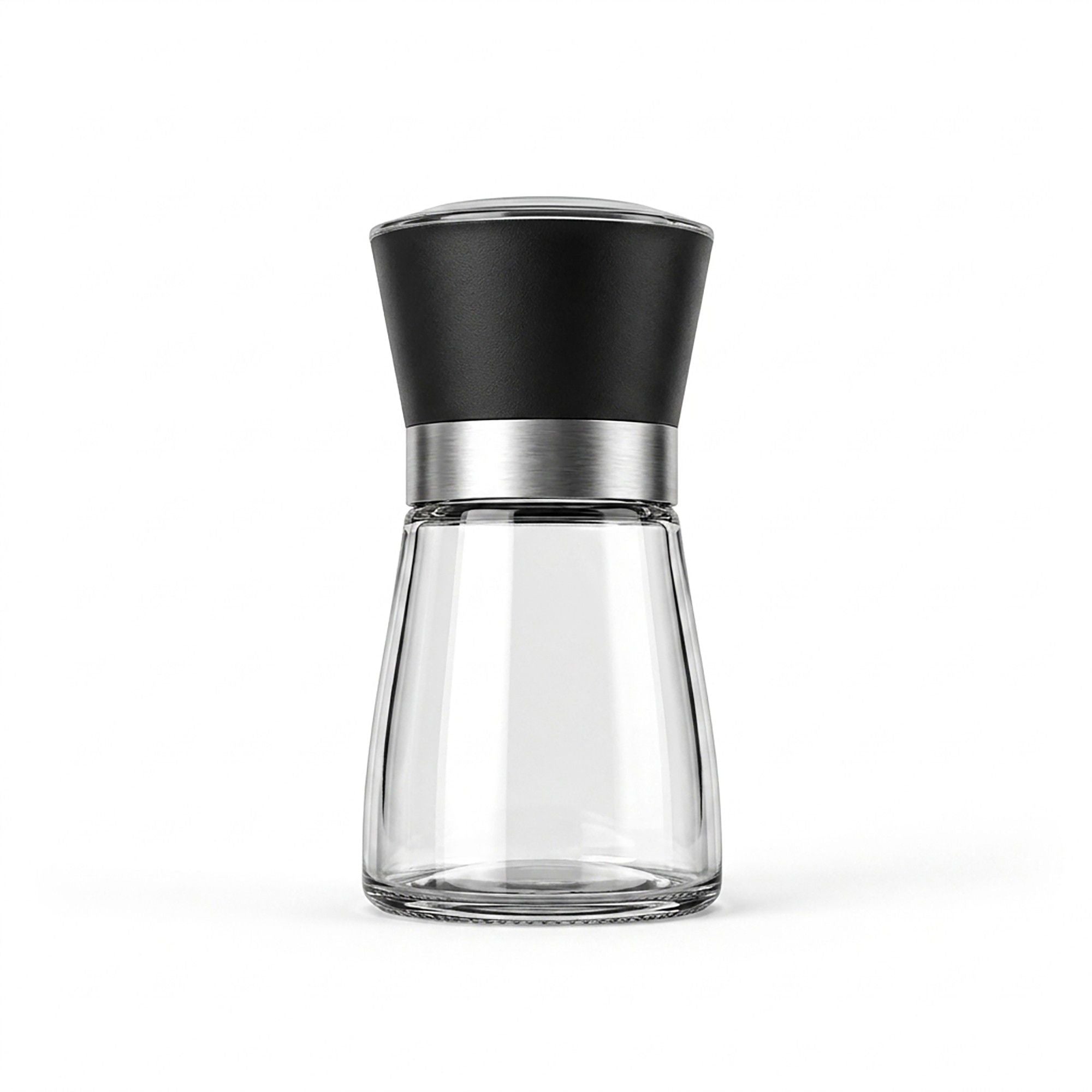 2-Piece Glass Salt and Pepper Grinder Set with Stainless Steel Accent