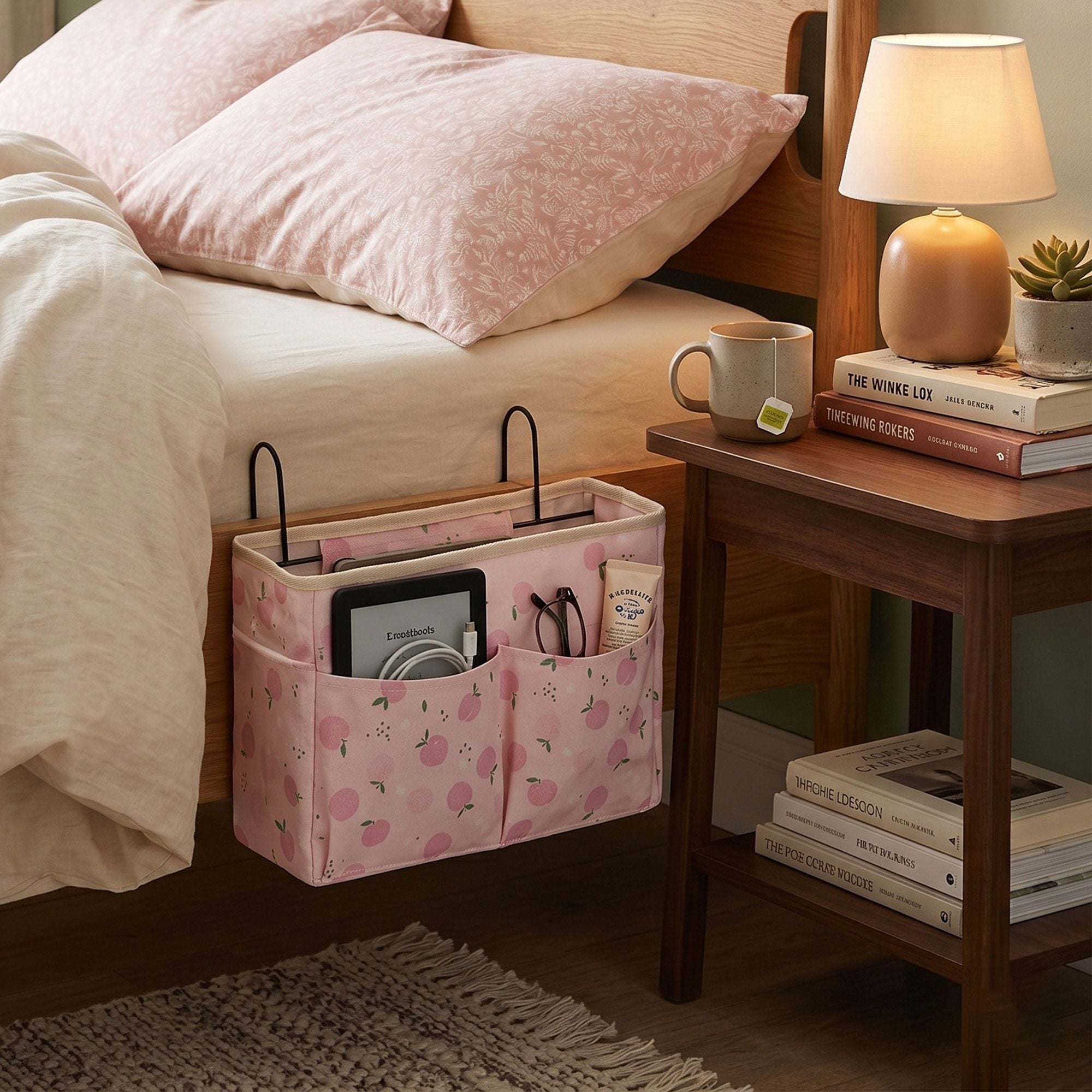 Bedside Hanging Storage Organizer with Multiple Pockets Desk Side Storage Caddy for Dorm Bedroom