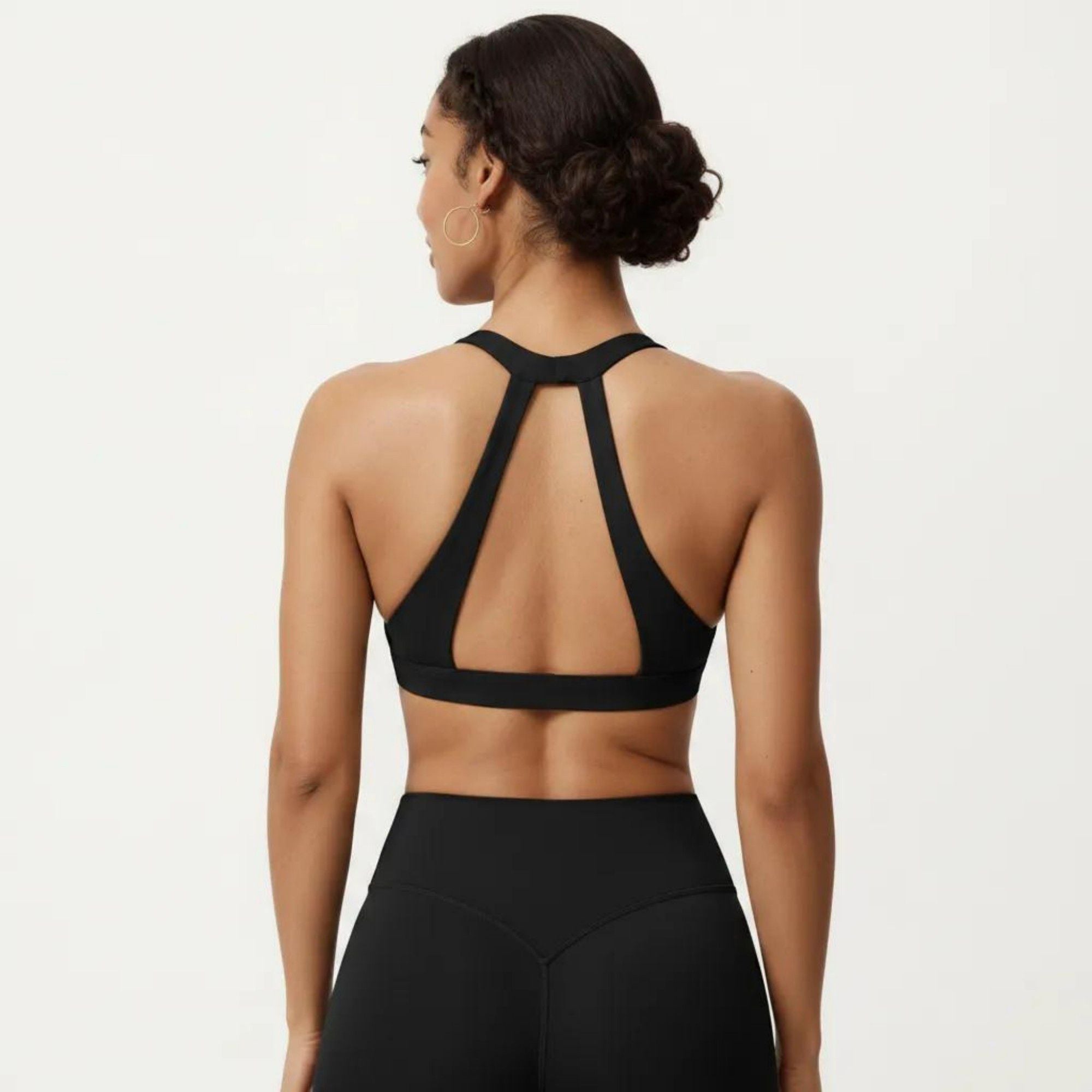 Anna-Kaci Active Women's Racerback Sports Bra with Scoop Neck and Open Back Cutout Design