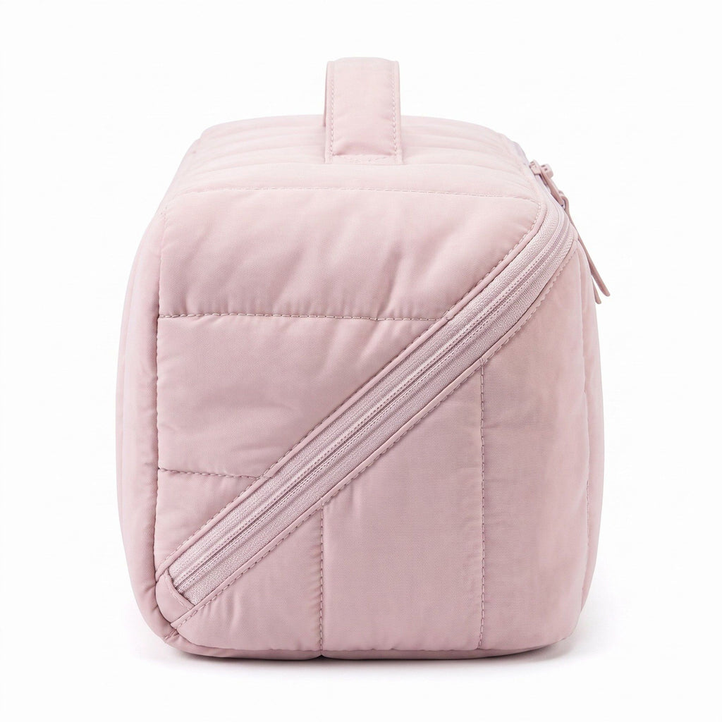 Vertical Padded Rectangular Travel Pouch with Top Carry Handle and Dual Zipper Pulls 16.7x5.3x5.3in