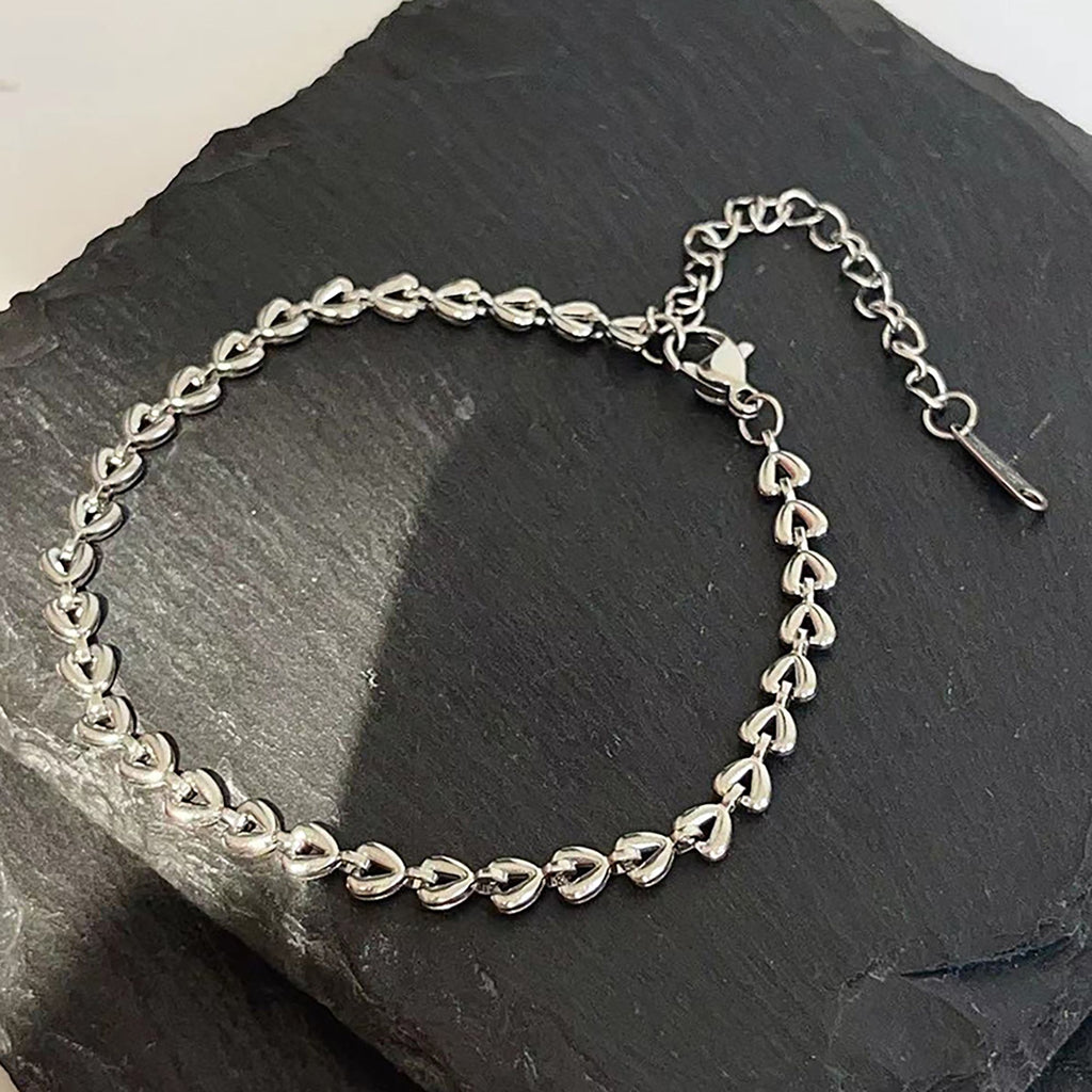Women's Titanium Steel Heart Link Adjustable Chain Bracelets for Daily & Dressy Styling