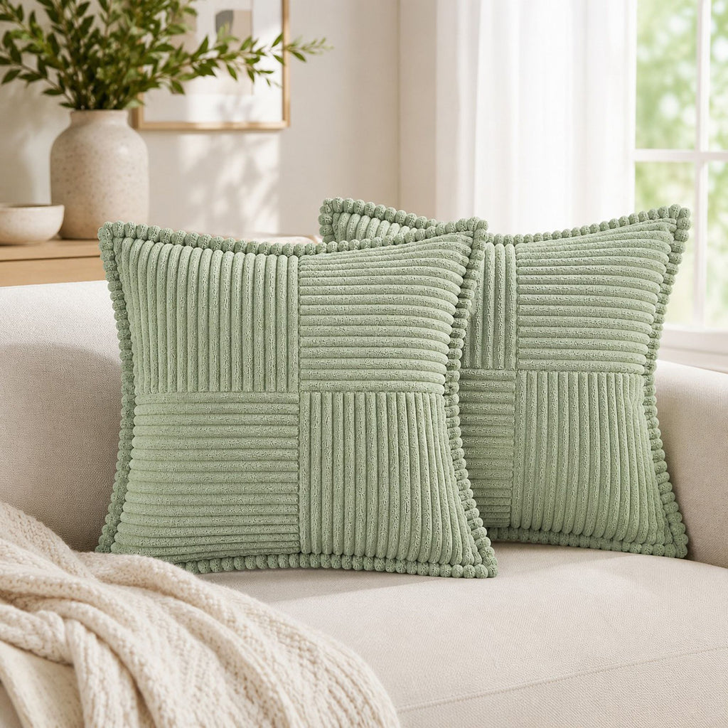 Soft Corduroy Decorative Throw Pillow Cover Geometric Accent Cushion Cover for Sofa Bed