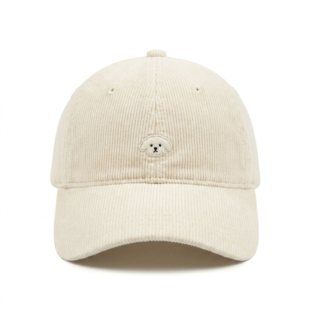 Corduroy Baseball Cap Dog Embroidered Adjustable Dad Hat
