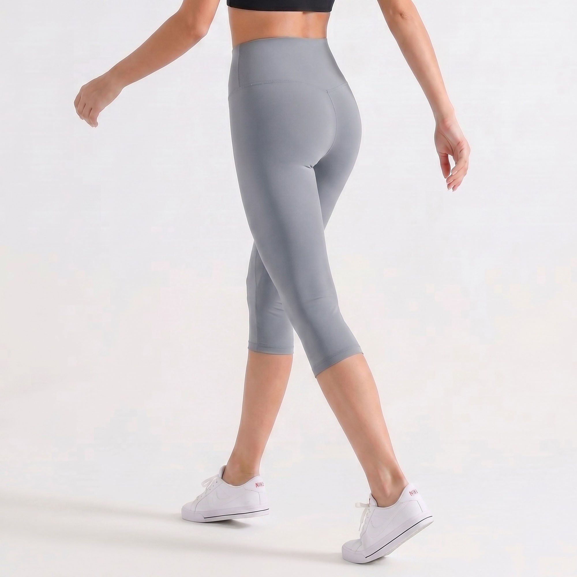 High Waist Capri Leggings with Wide Waistband Smooth Stretch Pull On Workout Yoga Pants