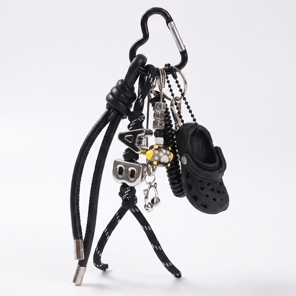 Multi-Charm Accessory with Hanging Clip and Letter Accents