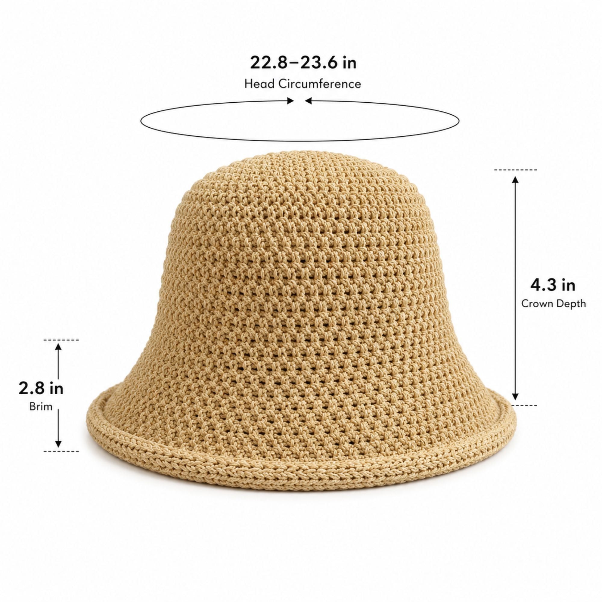 Crochet Bucket Hat with Rolled Brim and Openwork Texture