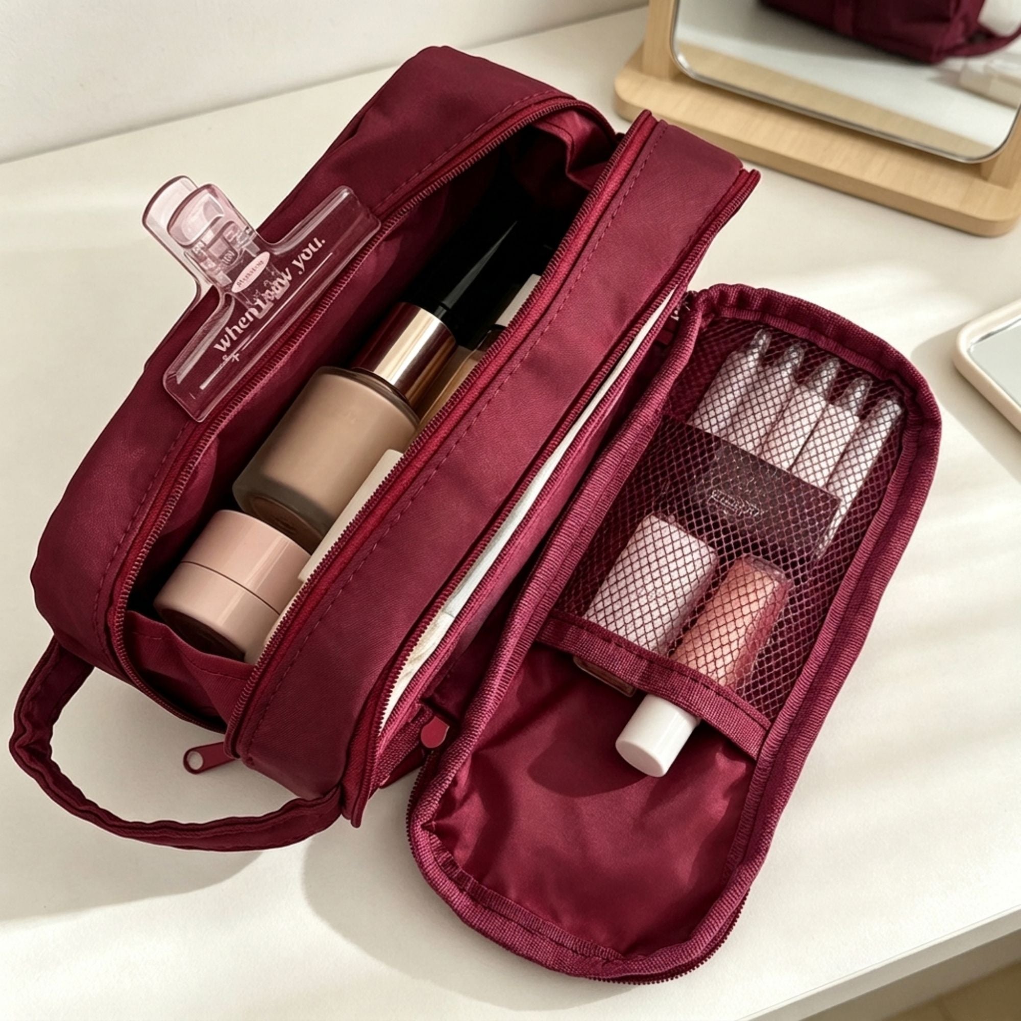 Large Capacity Pencil Case Double Layer Zipper Pencil Pouch with Handle