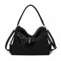 Slouchy Shoulder Hobo Bag with Adjustable Strap Buckle Detail and Inner Zip Pocket