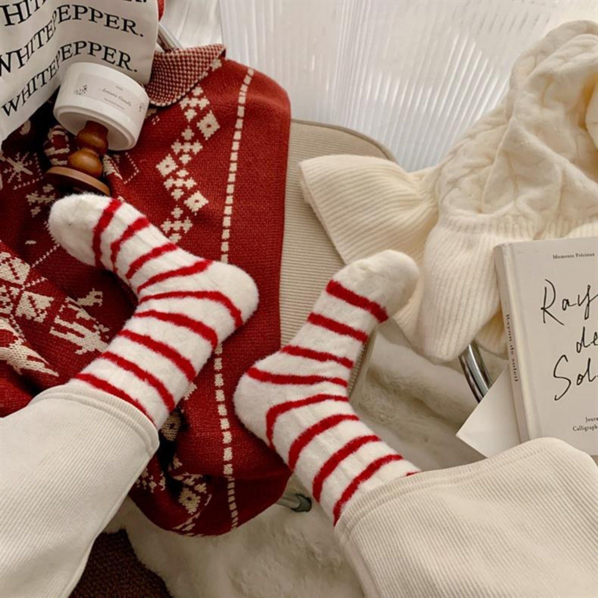 Anna-Kaci Women's 3-Pair Plush Cable Knit Socks Set with Soft Cozy Texture, Stretchy Knit Fit, and Warm Ribbed Detailing