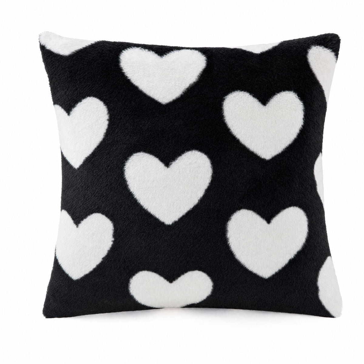 Pink Heart Plush Throw Pillow Cover Decorative Square Cushion Cover for Sofa Couch Bed