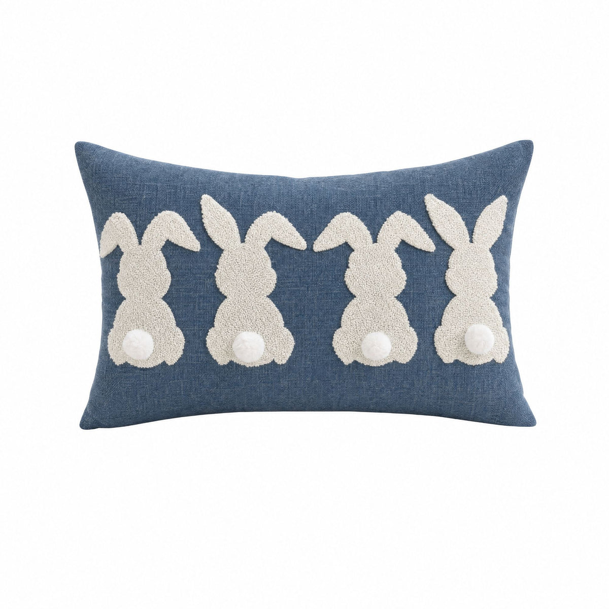 Easter Bunny Lumbar Throw Pillow Cover Textured Rabbit Pom Pom Tail