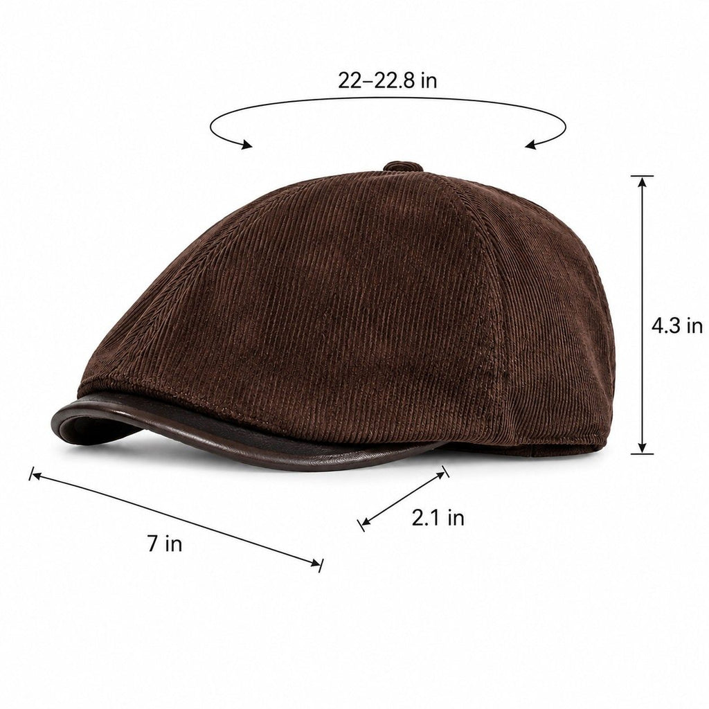 Corduroy Newsboy Cap Adjustable Short Brim Vintage Fall Winter Hat