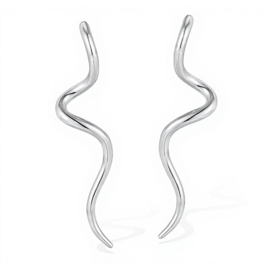 Wavy Metal Drop Earrings with Sculpted Curved Silhouette and Sleek Minimalist Design for a Modern Artistic Statement Look