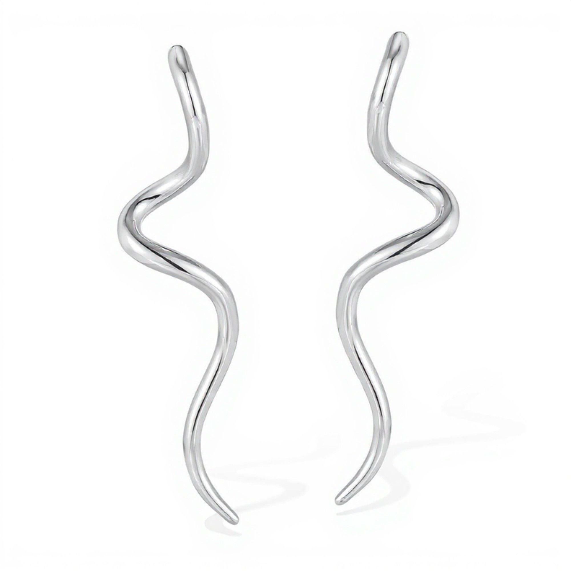 Wavy Metal Drop Earrings with Sculpted Curved Silhouette and Sleek Minimalist Design for a Modern Artistic Statement Look