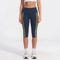 High Waist Side Stripe Capri Leggings Wide Waistband Cropped Workout Yoga Pants