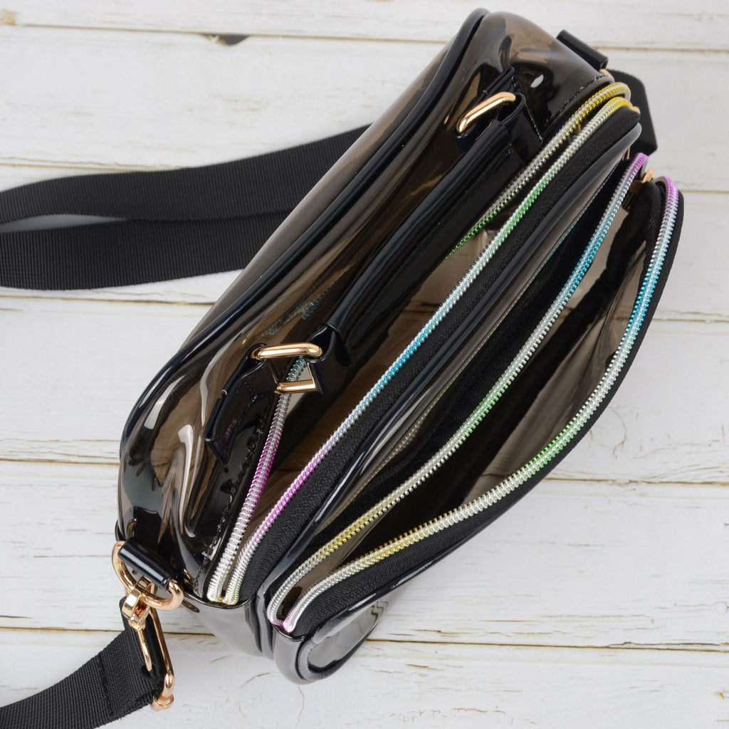 Anna-Kaci Trendy Clear Transparent Women's Shoulder Bag with Iridescent Trim