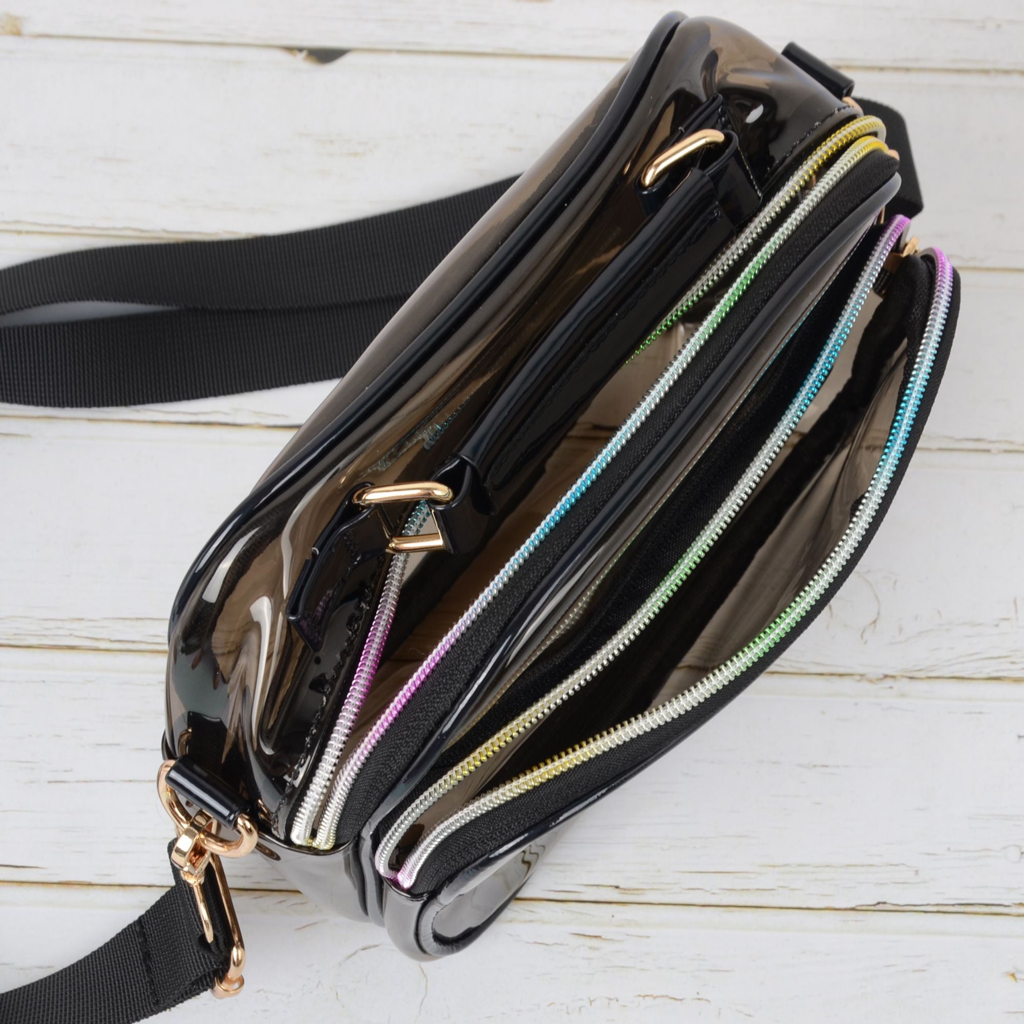 Anna-Kaci Trendy Clear Transparent Women's Shoulder Bag with Iridescent Trim