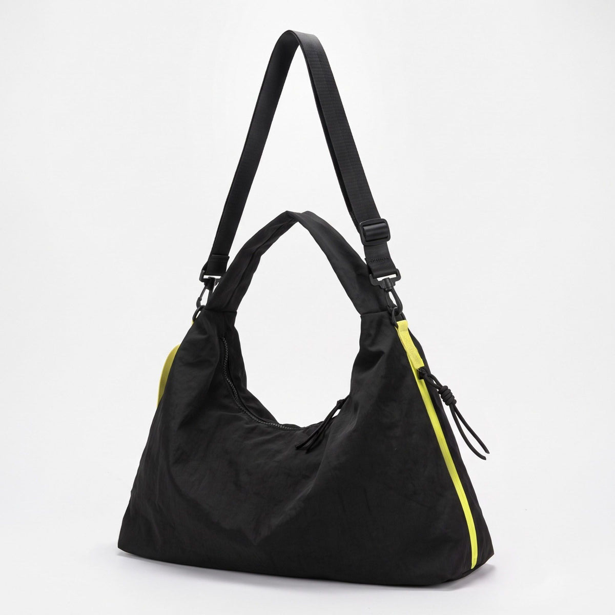 Large Nylon Hobo Shoulder Bag with Adjustable Crossbody Strap and Side Zip Pocket