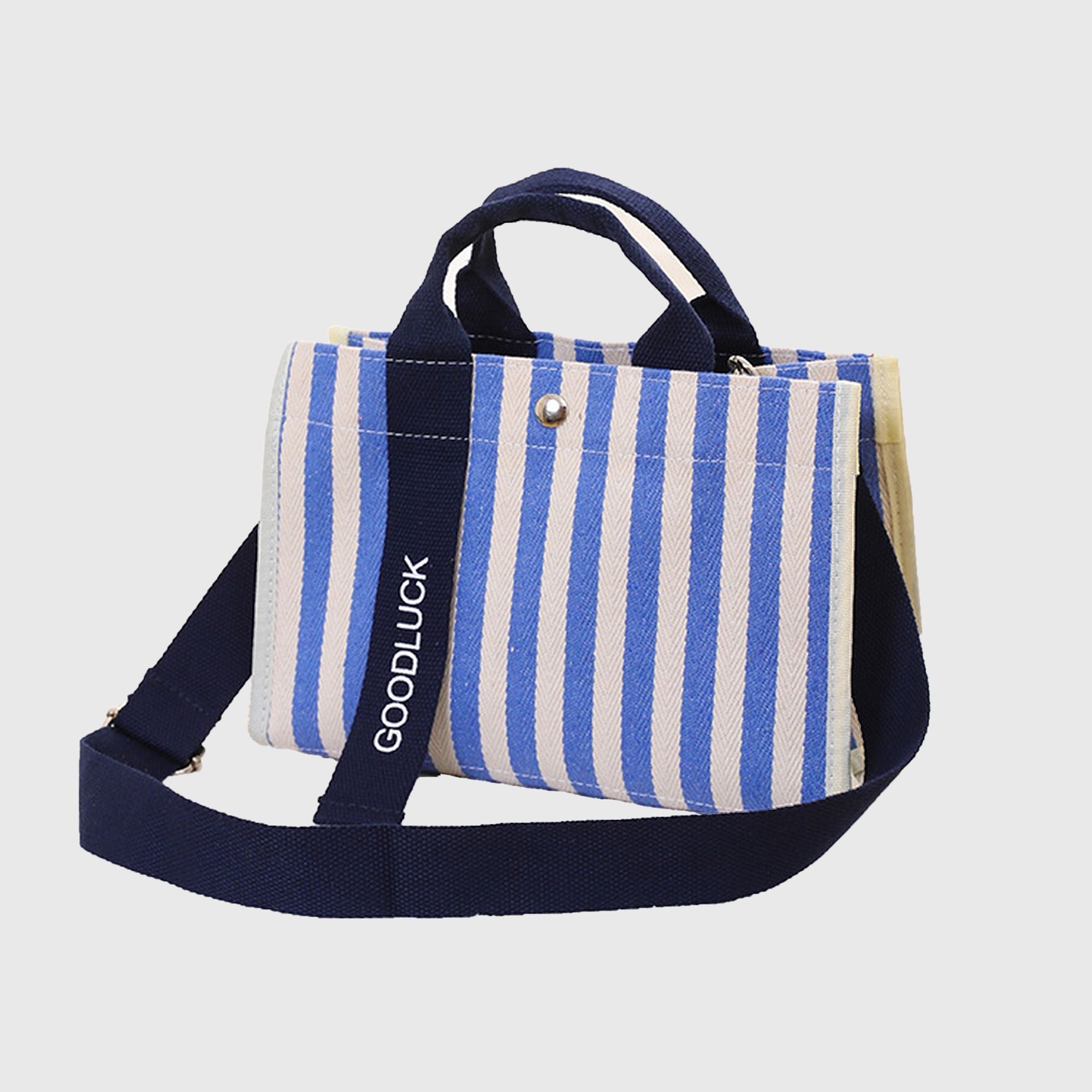 Anna-Kaci Women's Striped Canvas & Nylon Tote Bag - Multi - functional Shoulder Bag