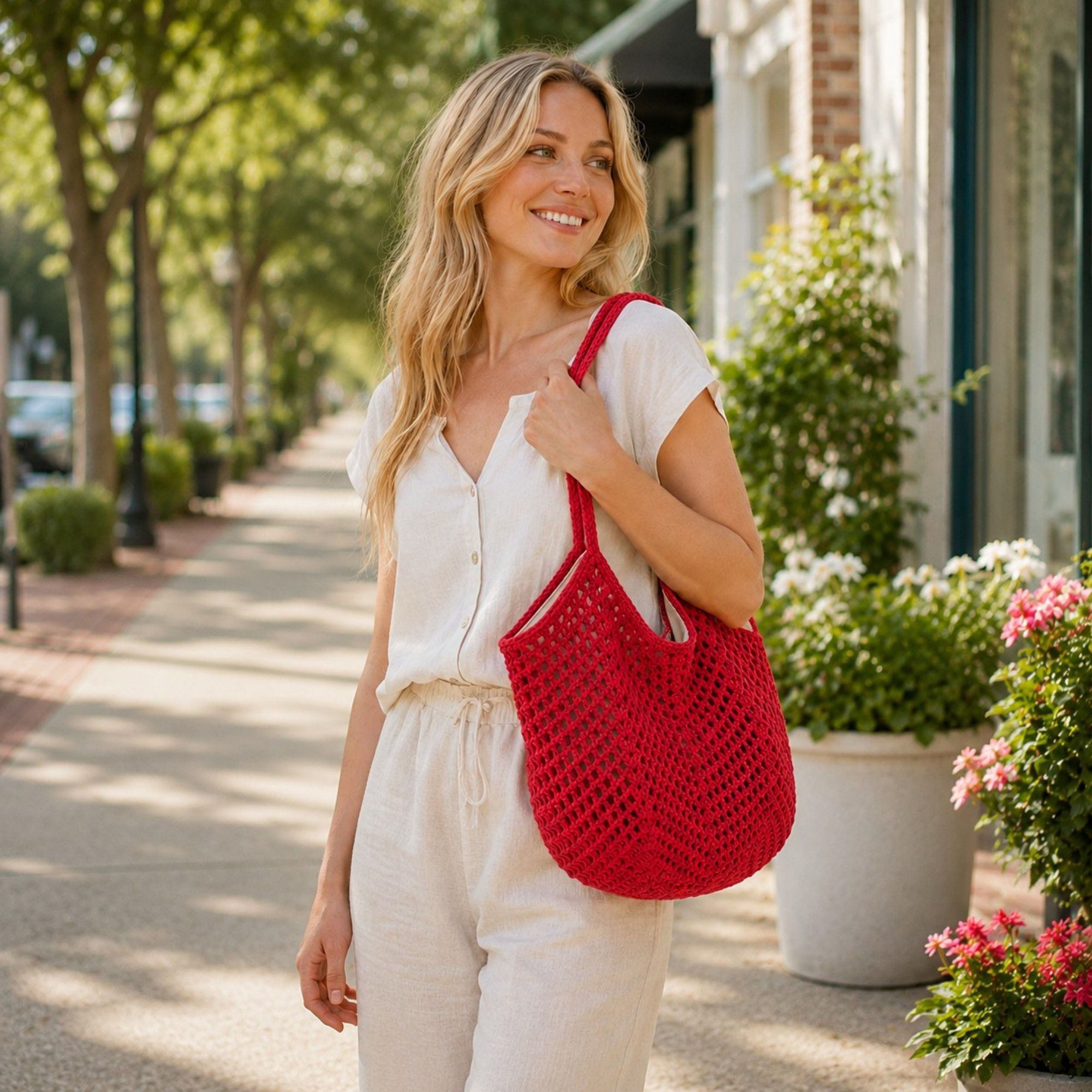 Woven Shoulder Bag - Lightweight Summer Tote for Beach and Vacation