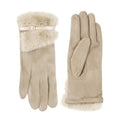 Faux Suede Gloves with Faux Fur Cuff and Buckle Detail 9.9 x 3.9in