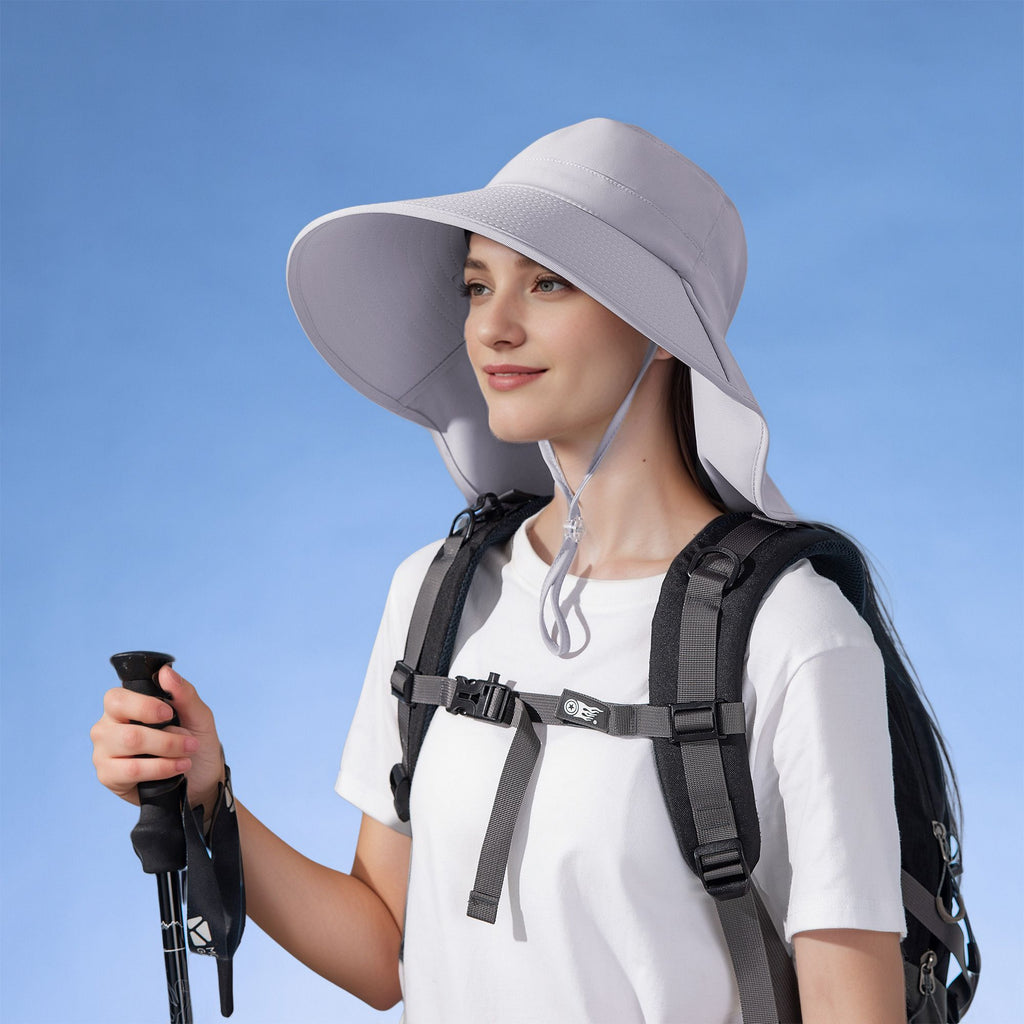 Anna-Kaci Women Ponytail Sun Hat Wide Brim Sun Hat with Flap Packable Adjustable Summer Beach Hat