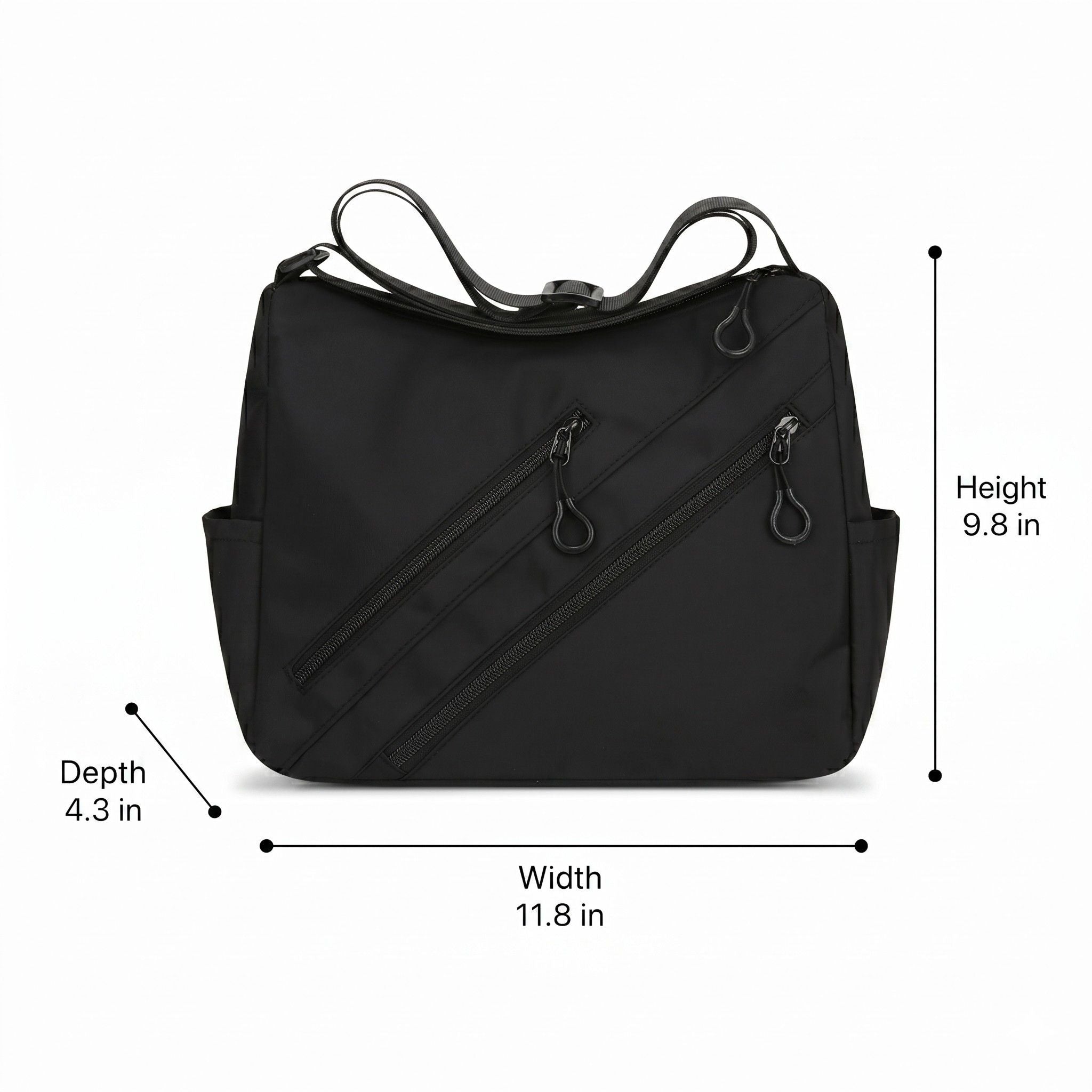 Large Nylon Crossbody Messenger Bag Adjustable Strap Multi Pocket Everyday Shoulder Bag