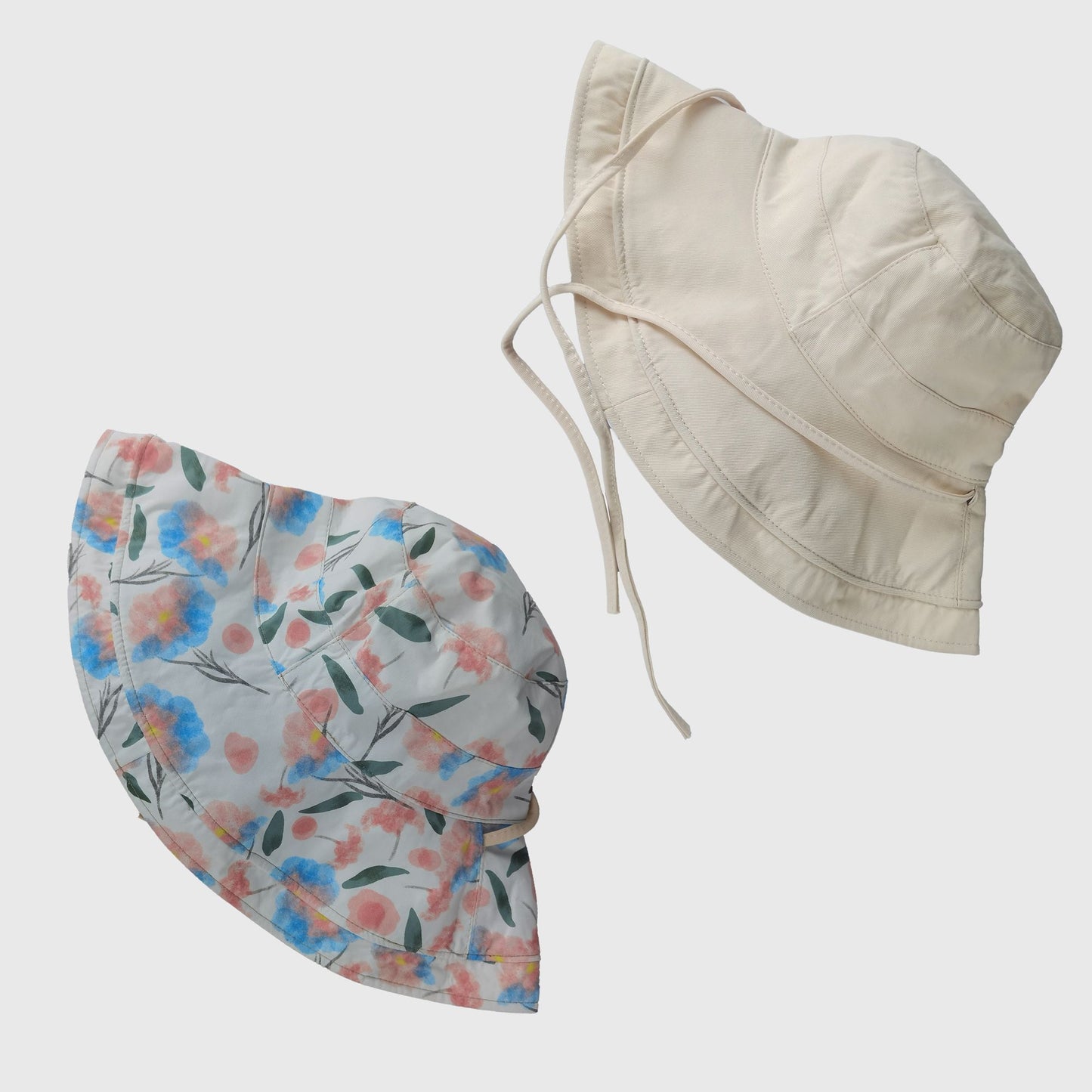 Anna-Kaci Women's Reversible Floral & Solid Bucket Sun Hat with Chin Strap