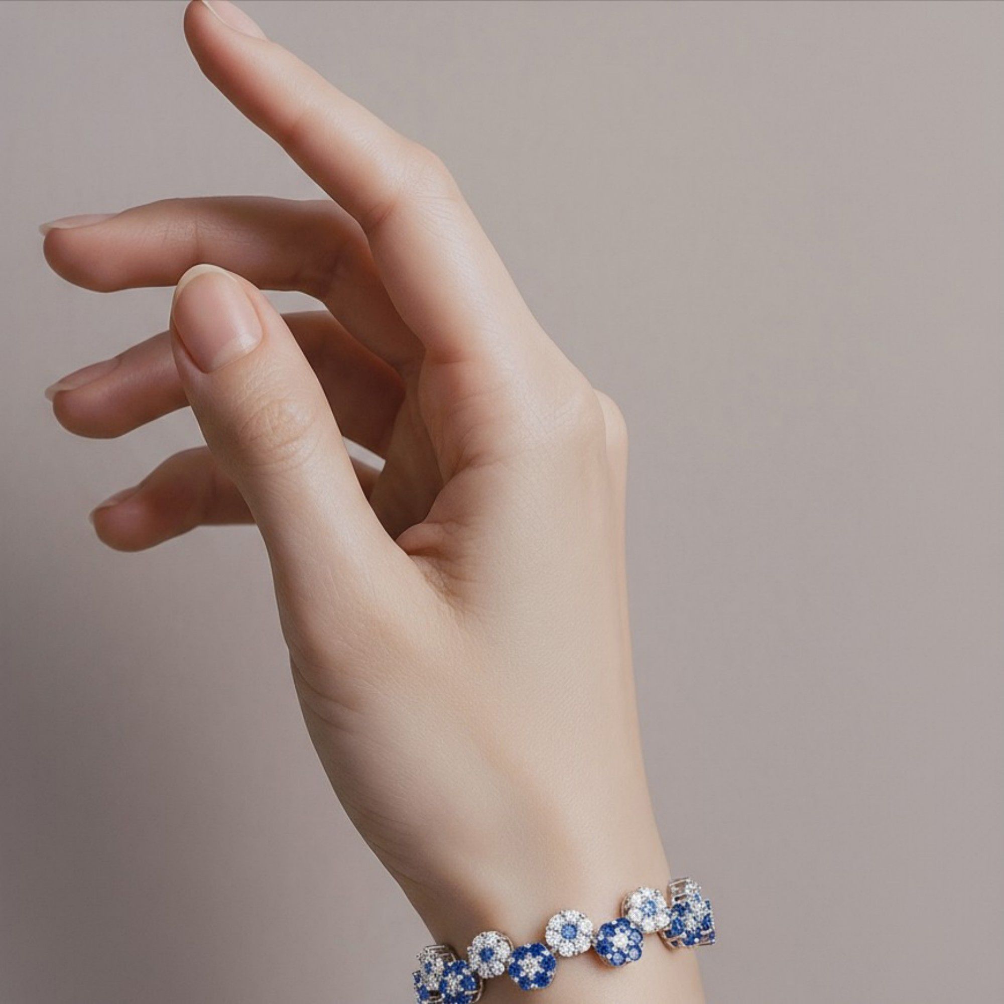 Women's Crystal Flower Bracelet with Rhinestone Accents