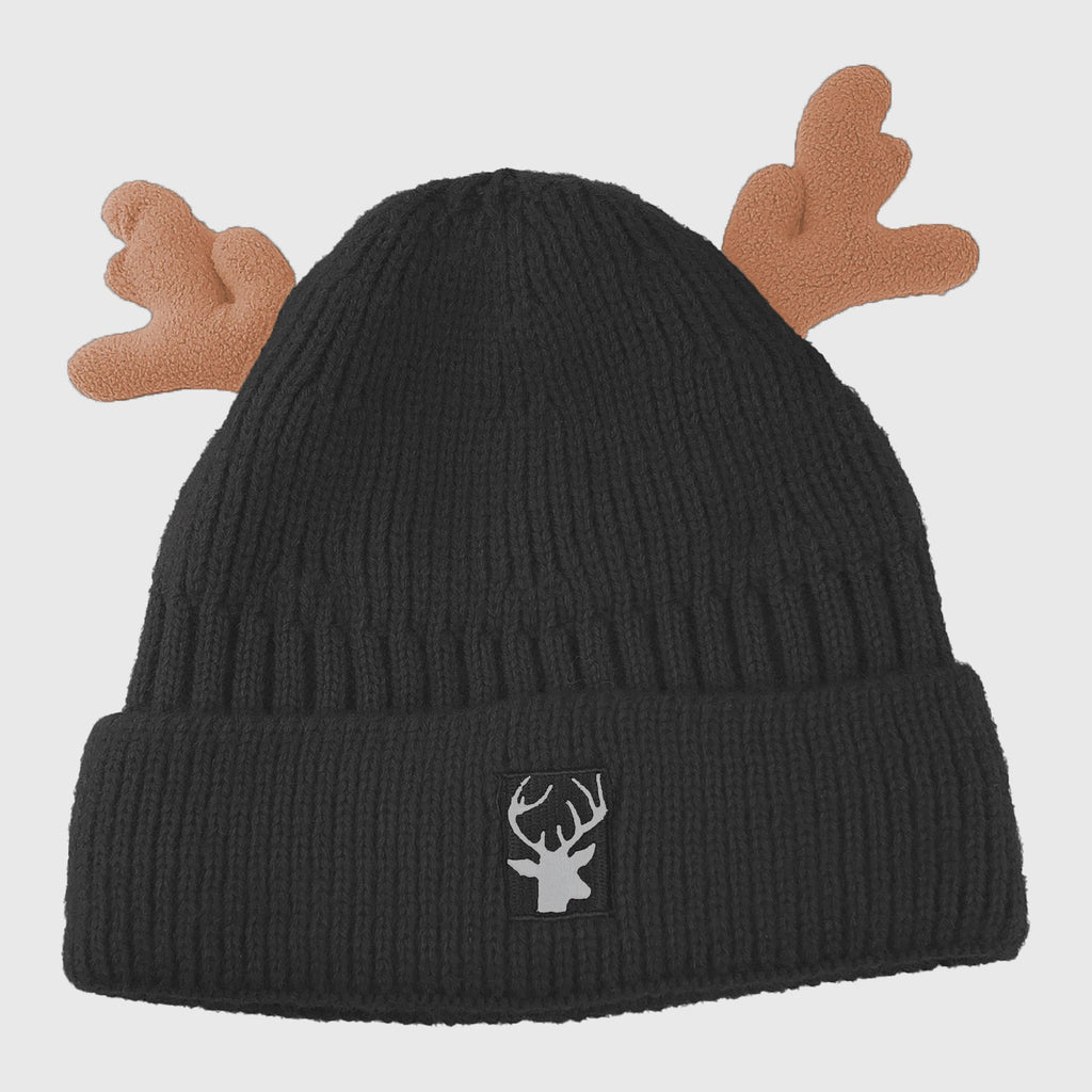 Anna-Kaci Women's Knit Beanie with Reindeer Antlers - Festive Winter Hat