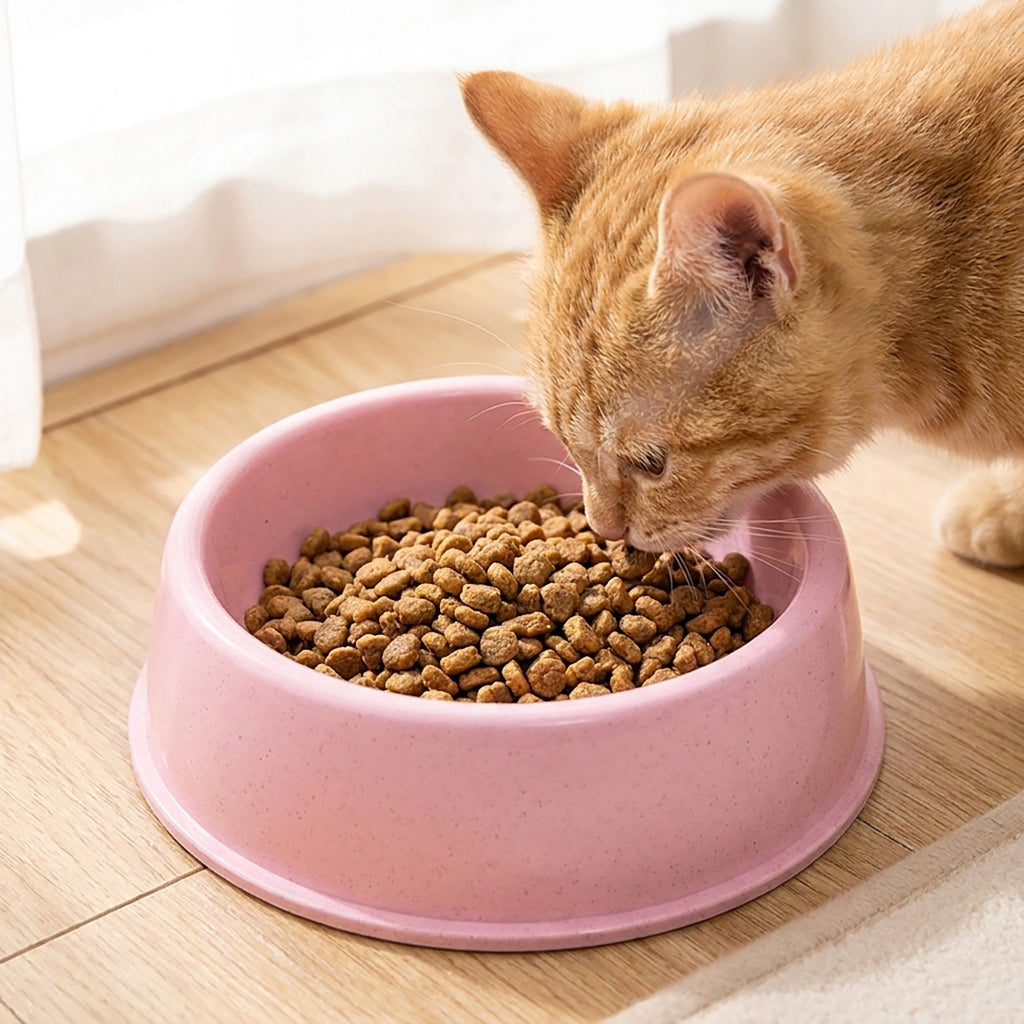Plastic Pet Food Bowl with Rounded Rim for Cats and Dogs