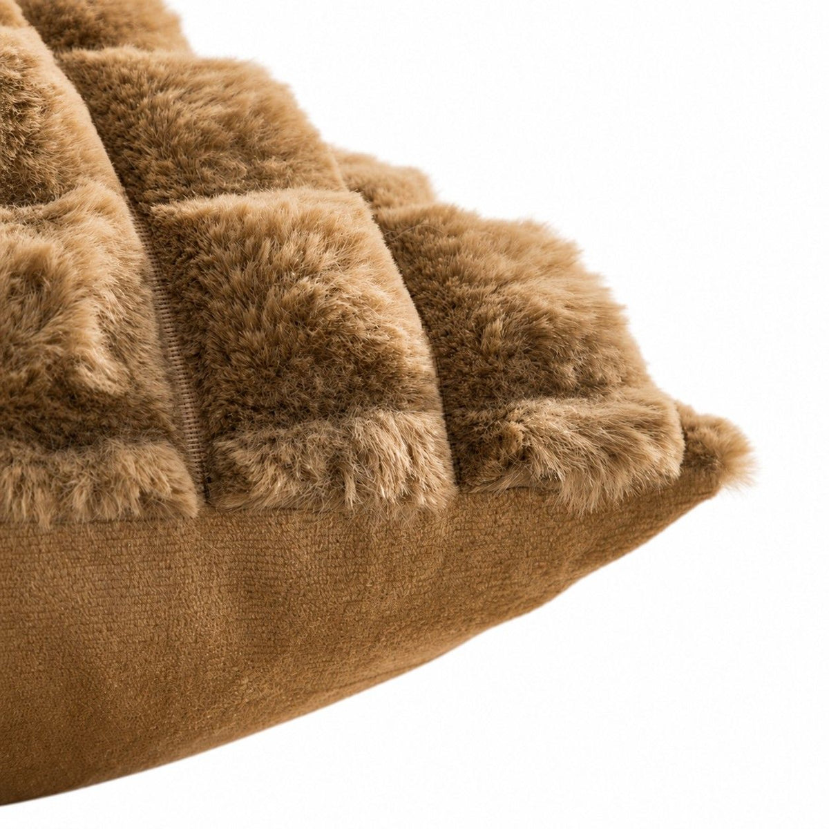 2 Pack Plush Faux Fur Bubble Grid Throw Pillow Covers 18 x 18 Inch for Couch and Bed