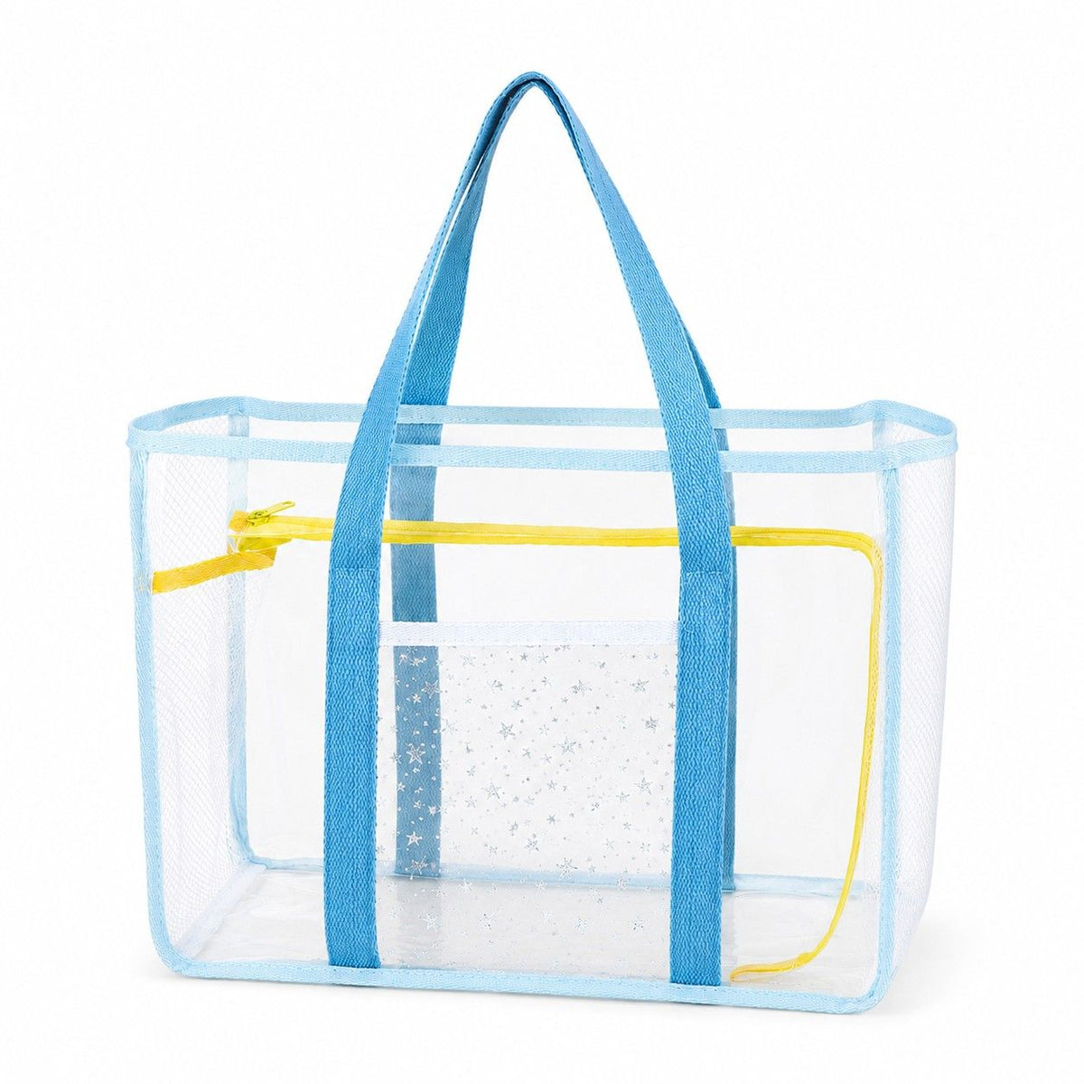 Green tote bag with pockets, front pocket and shoulder handles