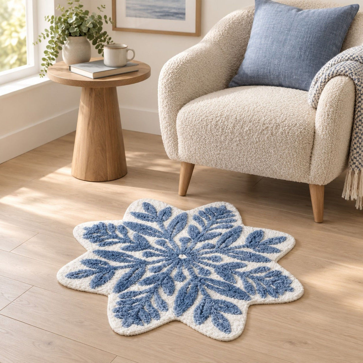 31.5 Inch Floral Tufted Accent Rug Decorative Shaped Area Rug for Bedroom and Entryway