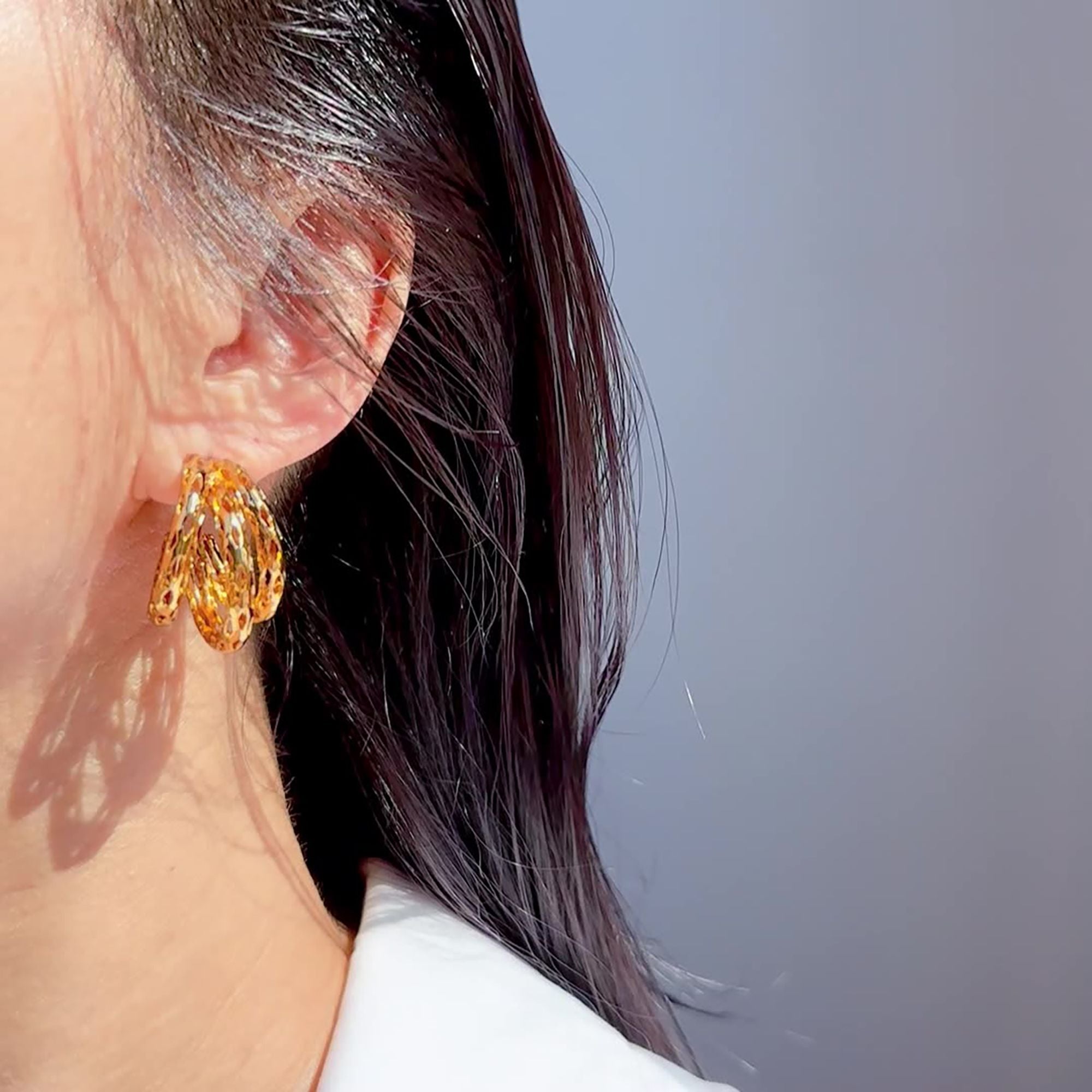 Anna-Kaci Women's Hollow Out Hoop Earrings - 2.5cm Diameter Hoops
