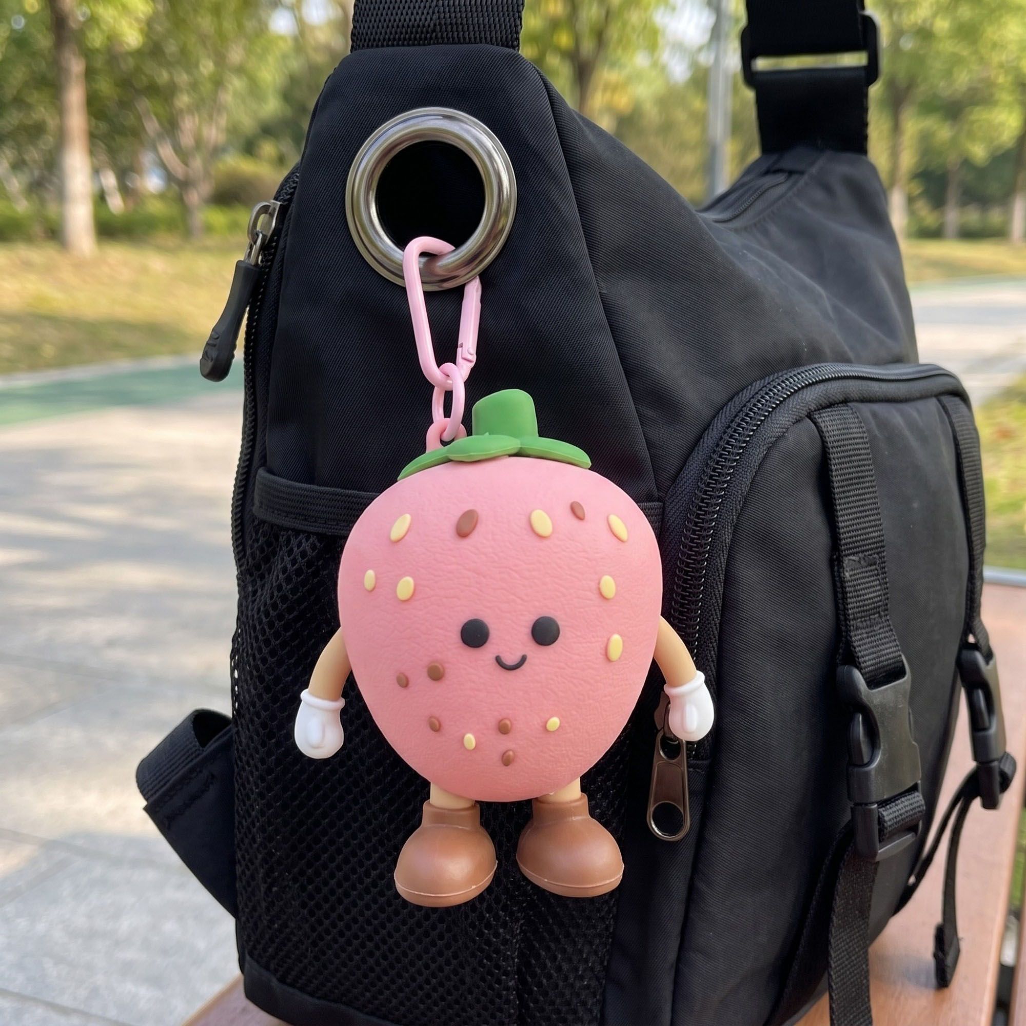 2-Piece Womens Pouch Bag Charm with Hanging Clip and Zipper Closure