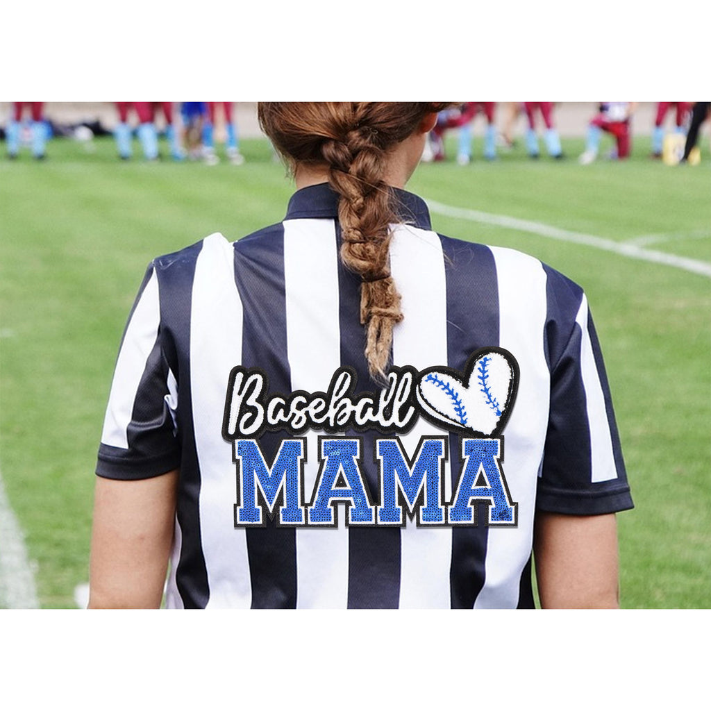 Baseball Mama Sequin Iron On Patches Game Day Applique Large Patch Accessory Clothes Jacket Uniform Backpack DIY Decor