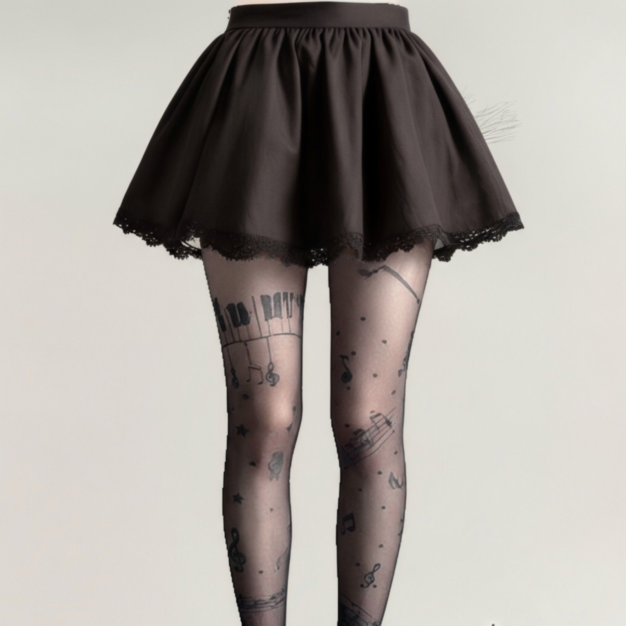 Anna-Kaci 2pcs Women's Sheer Tights with Musical Note and Piano Pattern Design
