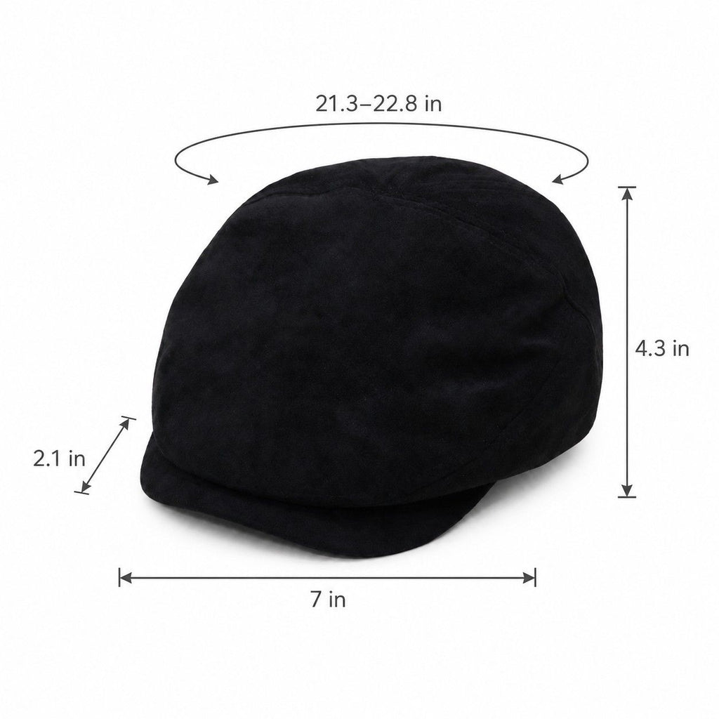 Faux Suede Newsboy Cap Short Brim Vintage Baker Boy Hat
