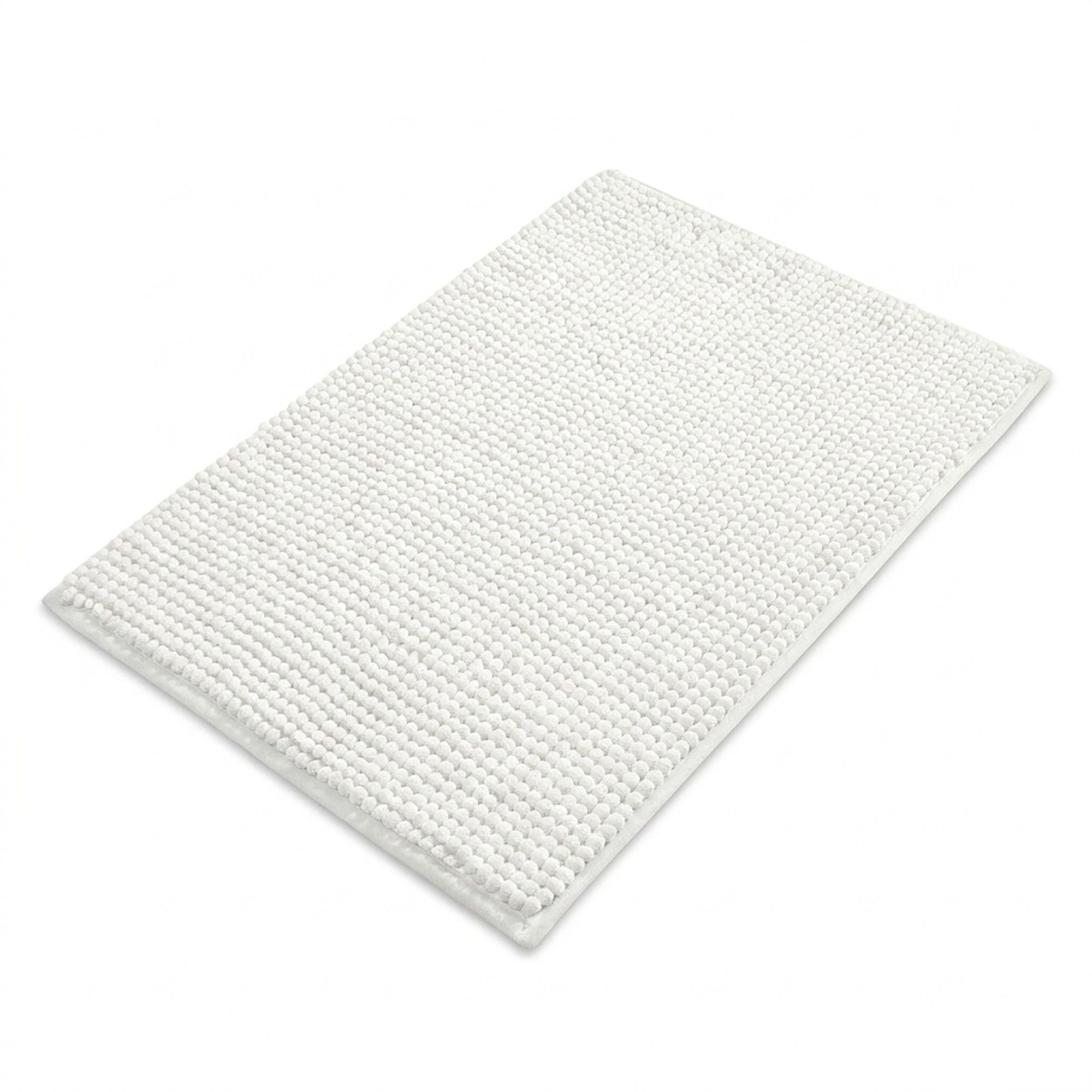 Chenille Bath Mat with Plush Pebble Texture and Non Slip Backing